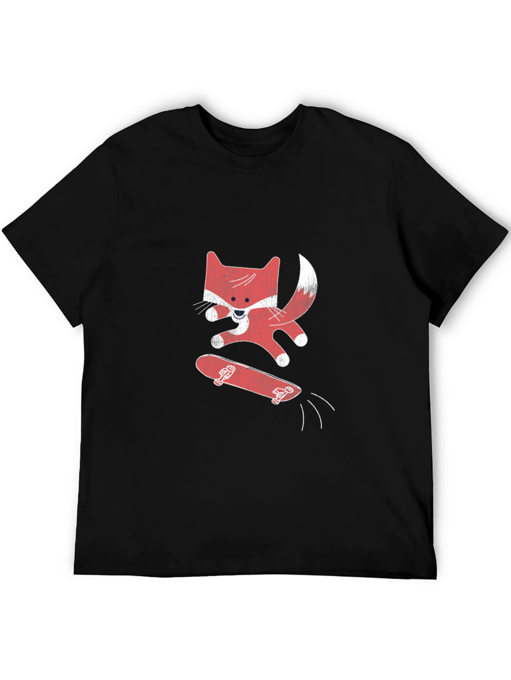 Skateboarding Fox Graphic Tee - Black Cotton Shirt