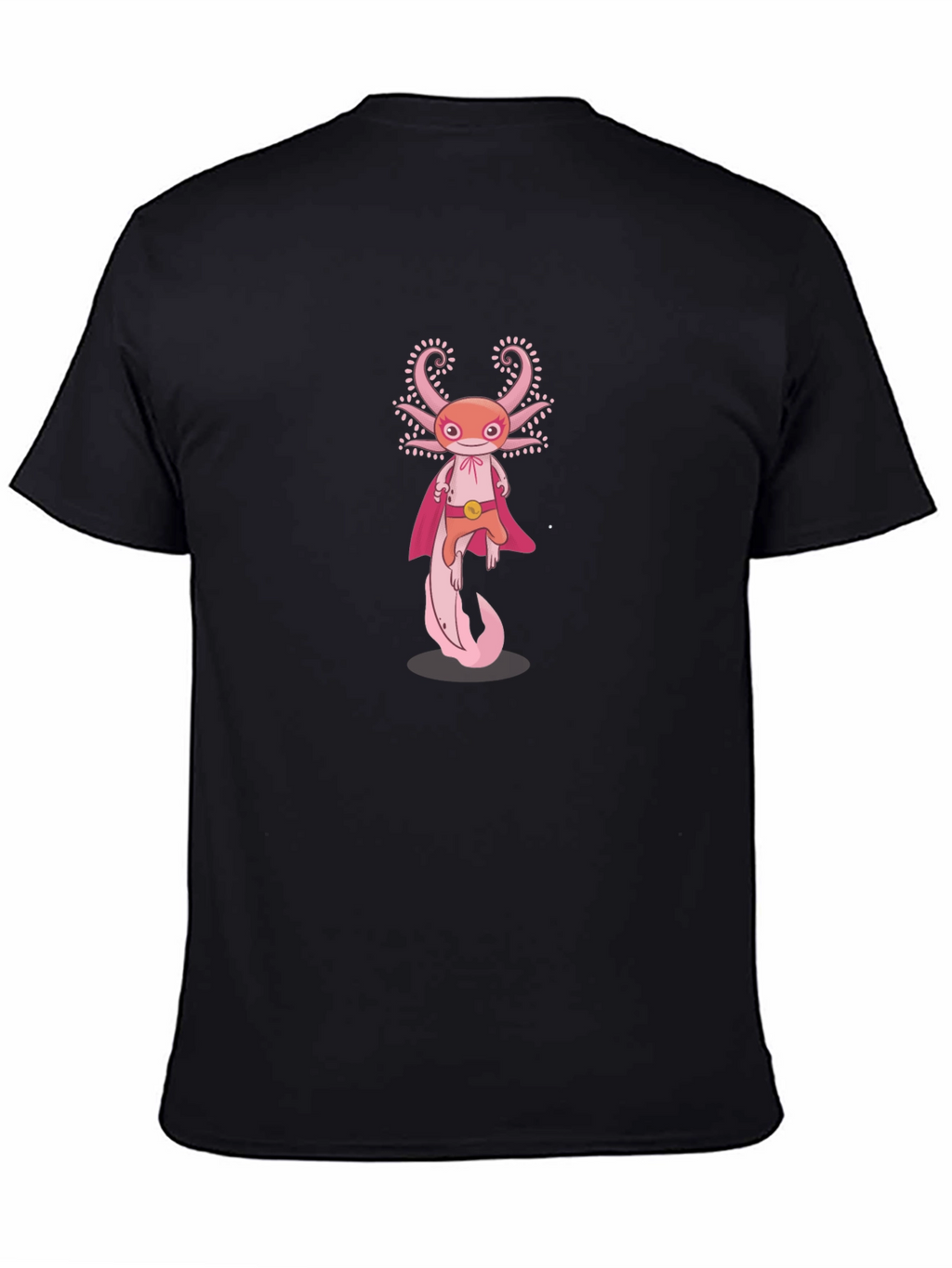 Axolotl Superhero Graphic Tee - Black Cotton T-Shirt