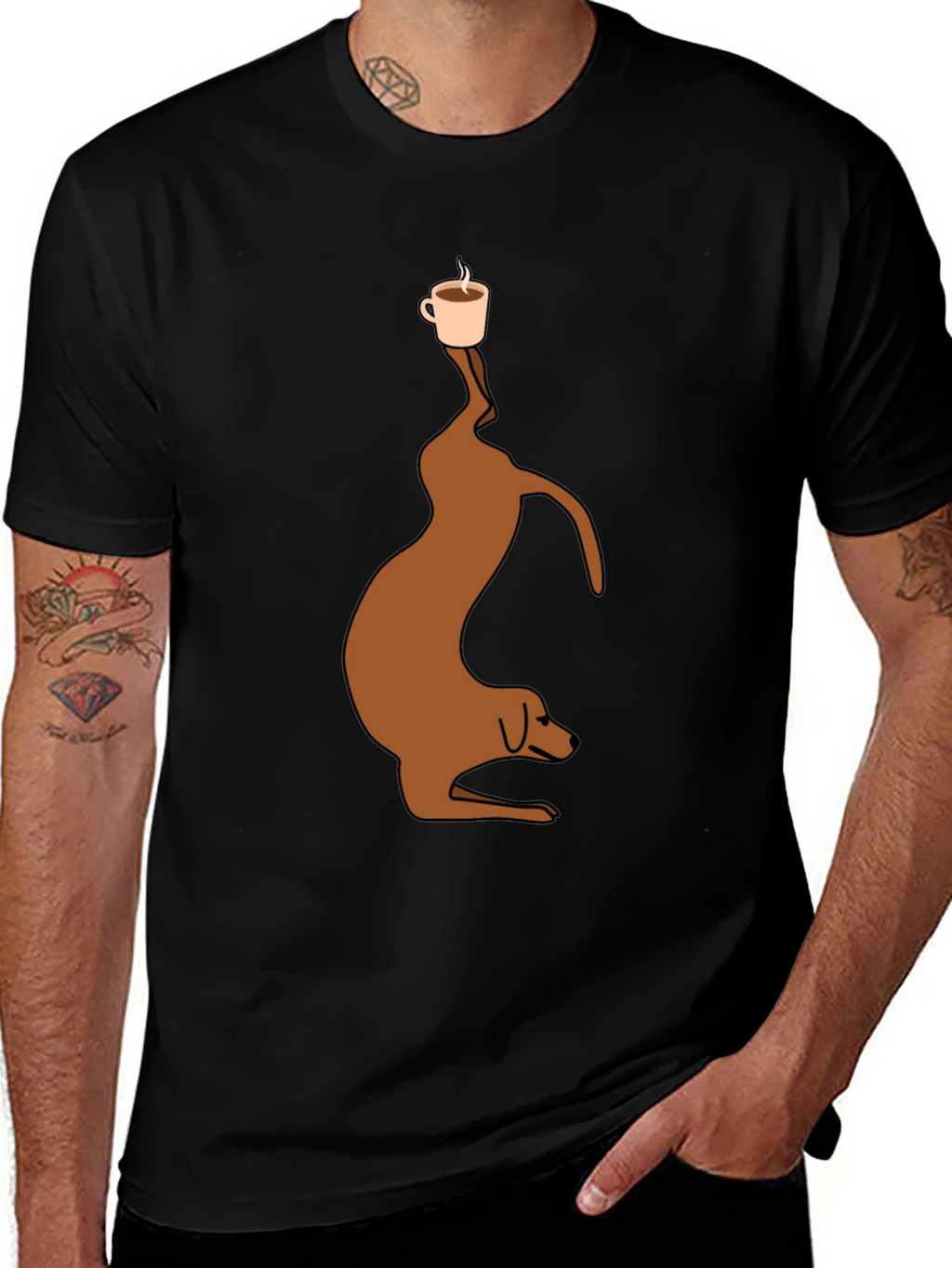 Dog Balancing Coffee T-Shirt