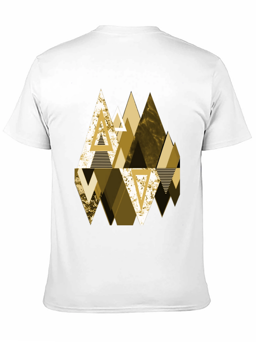 Geometric Triangle Gold Print Mens Black T-Shirt