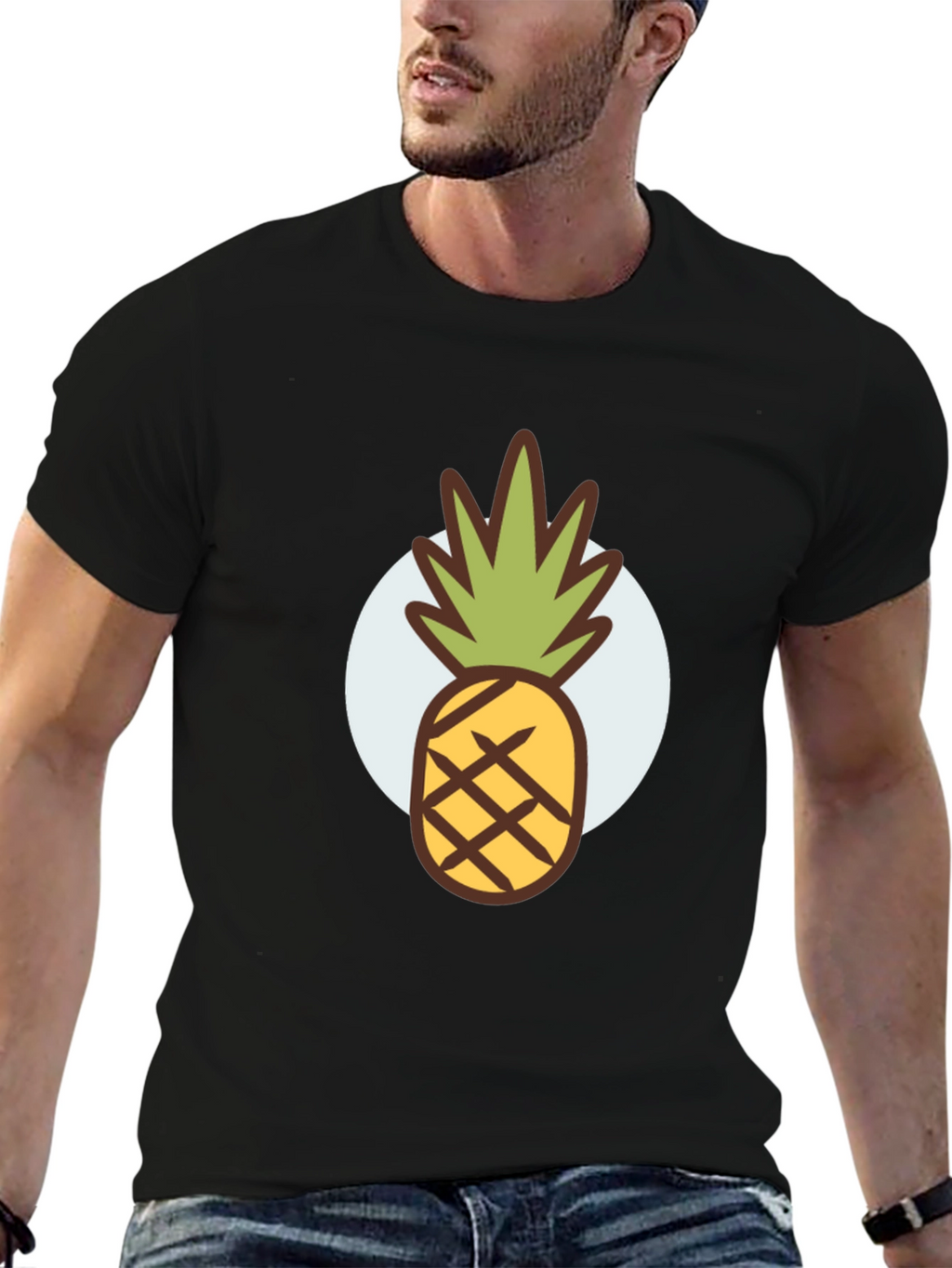 Pineapple Graphic Tee - Stylish Mens Black T-Shirt
