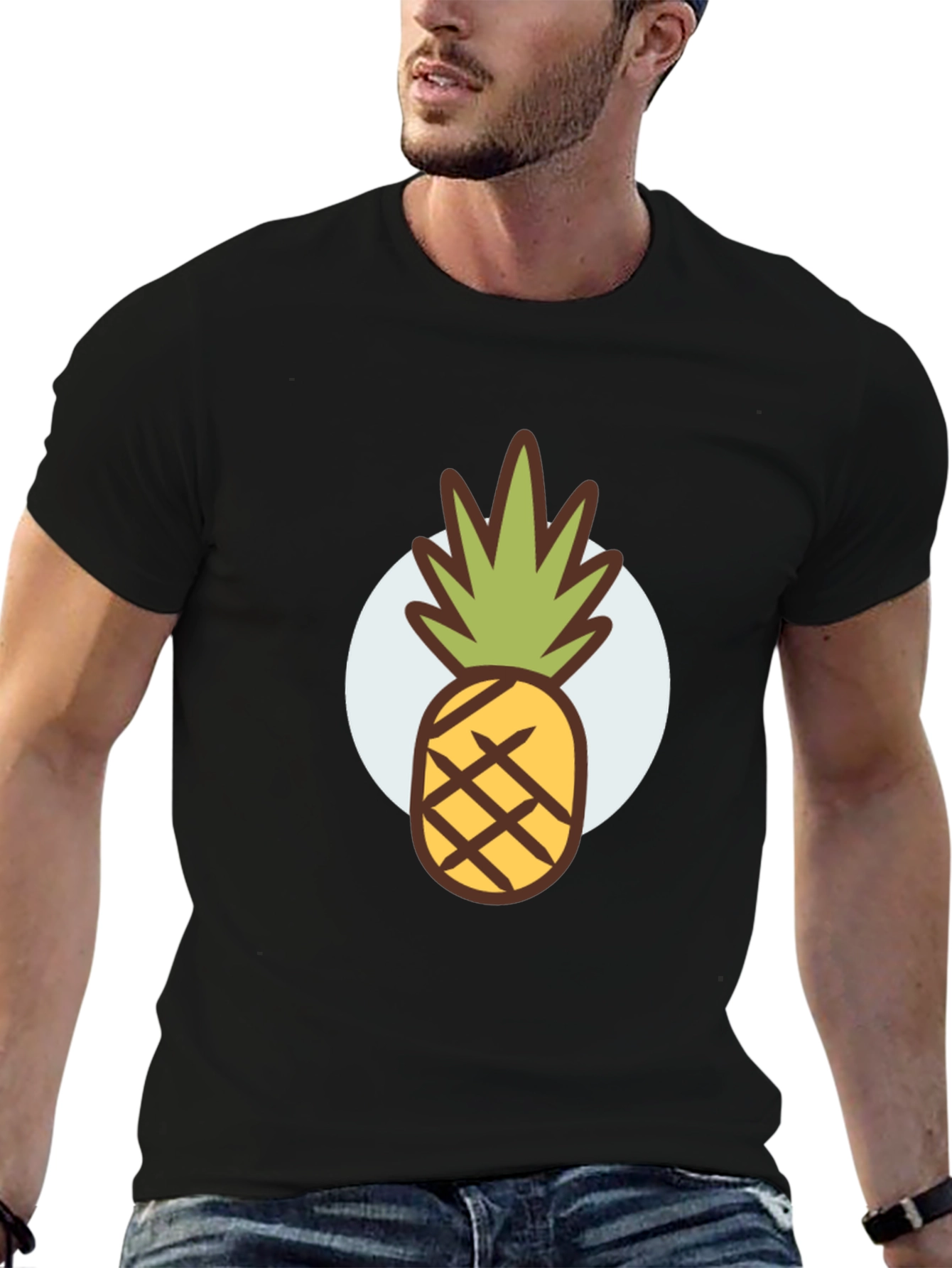 Pineapple Graphic Tee - Stylish Mens Black T-Shirt