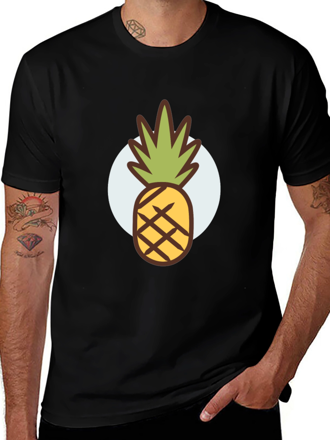 Pineapple Graphic Tee - Stylish Mens Black T-Shirt