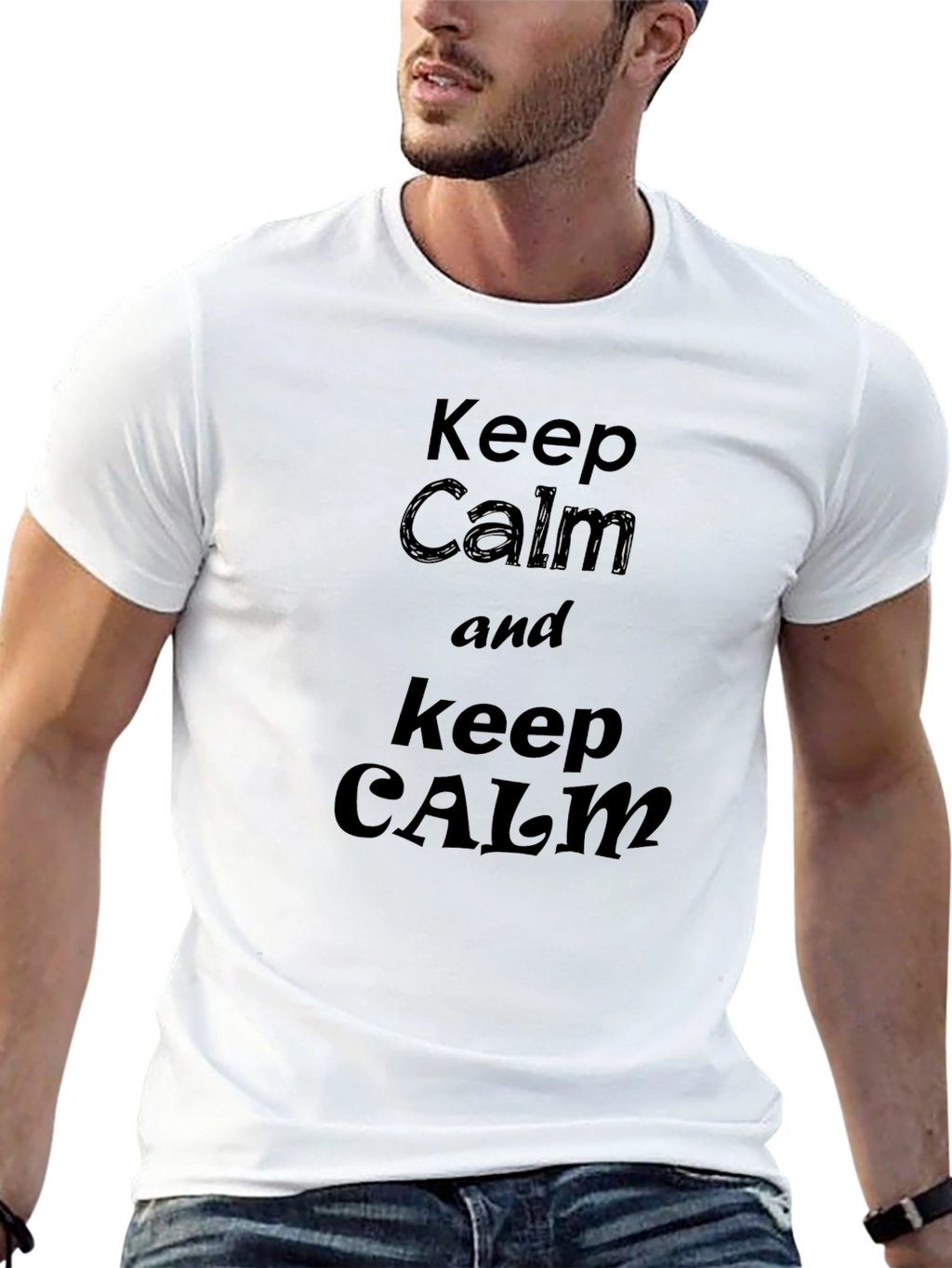 Keep Calm Graphic Tee - Black Cotton T-Shirt