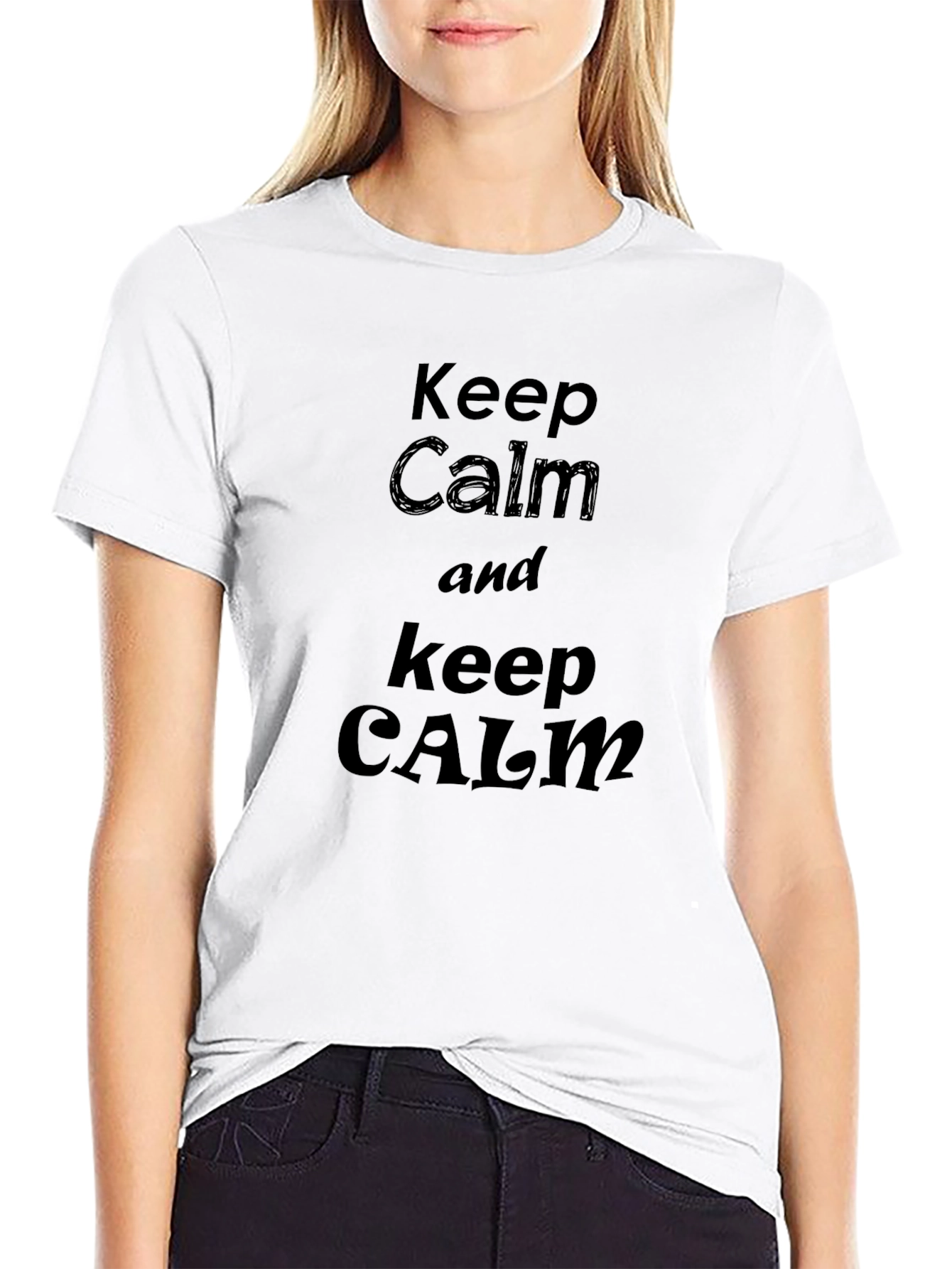 Keep Calm Graphic Tee - Black Cotton T-Shirt