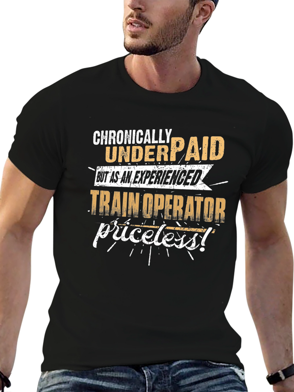 Chronically Underpaid Train Operator Black T-Shirt