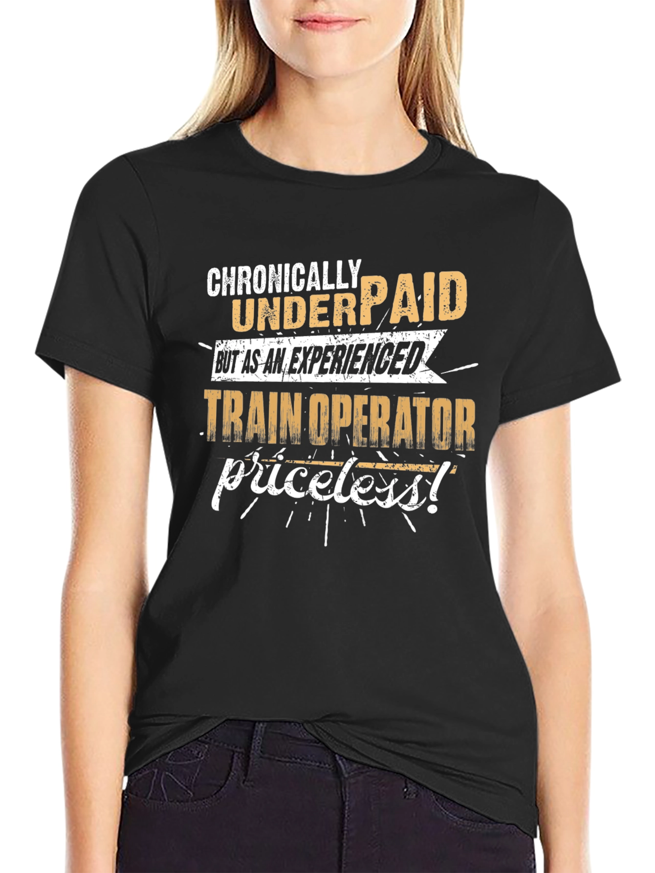 Chronically Underpaid Train Operator Black T-Shirt