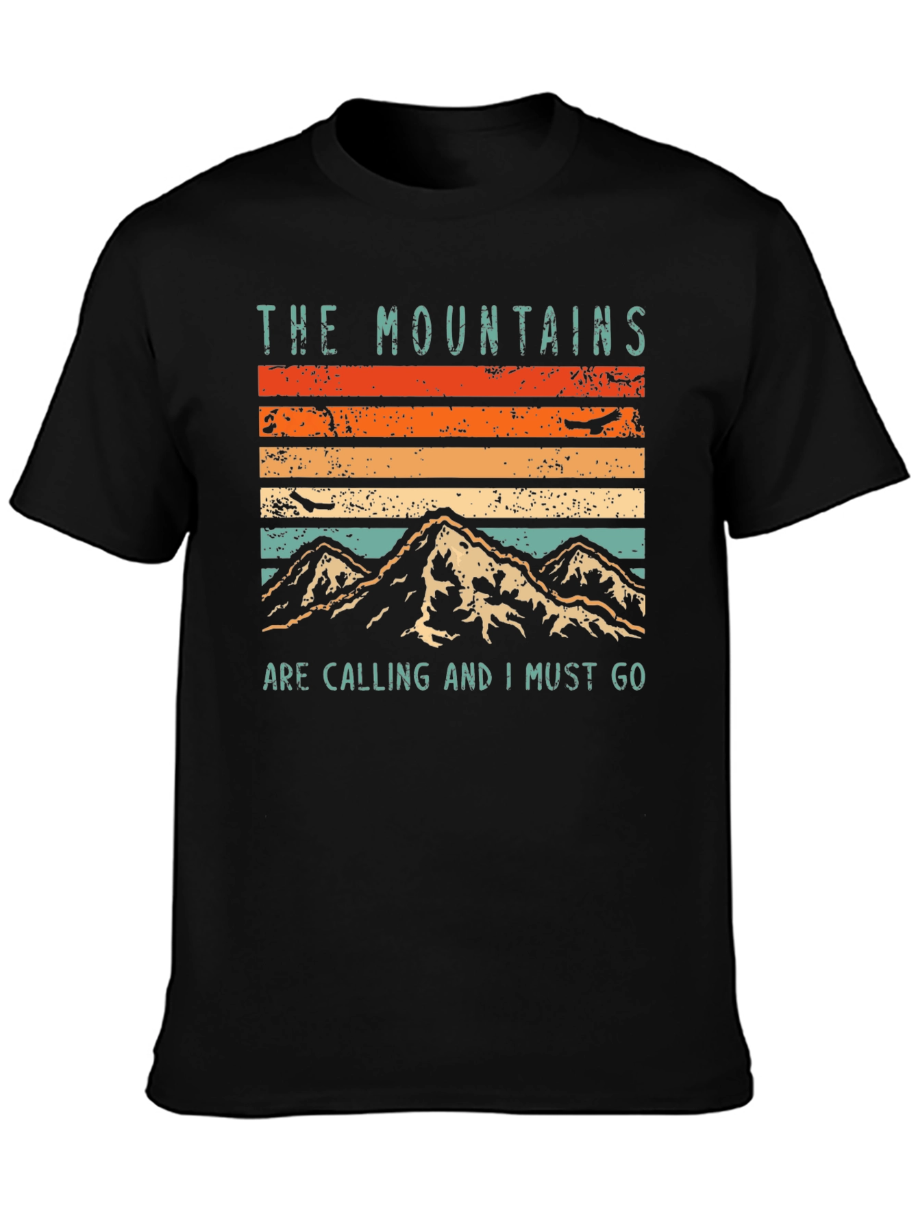 Mountains are Calling T-Shirt Vintage Retro Black