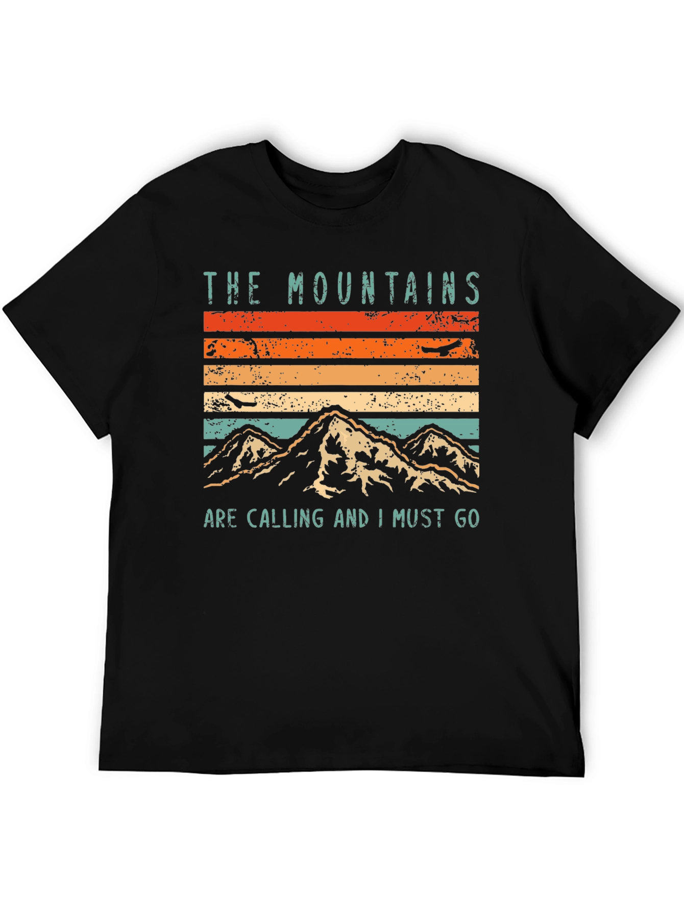 Mountains are Calling T-Shirt Vintage Retro Black