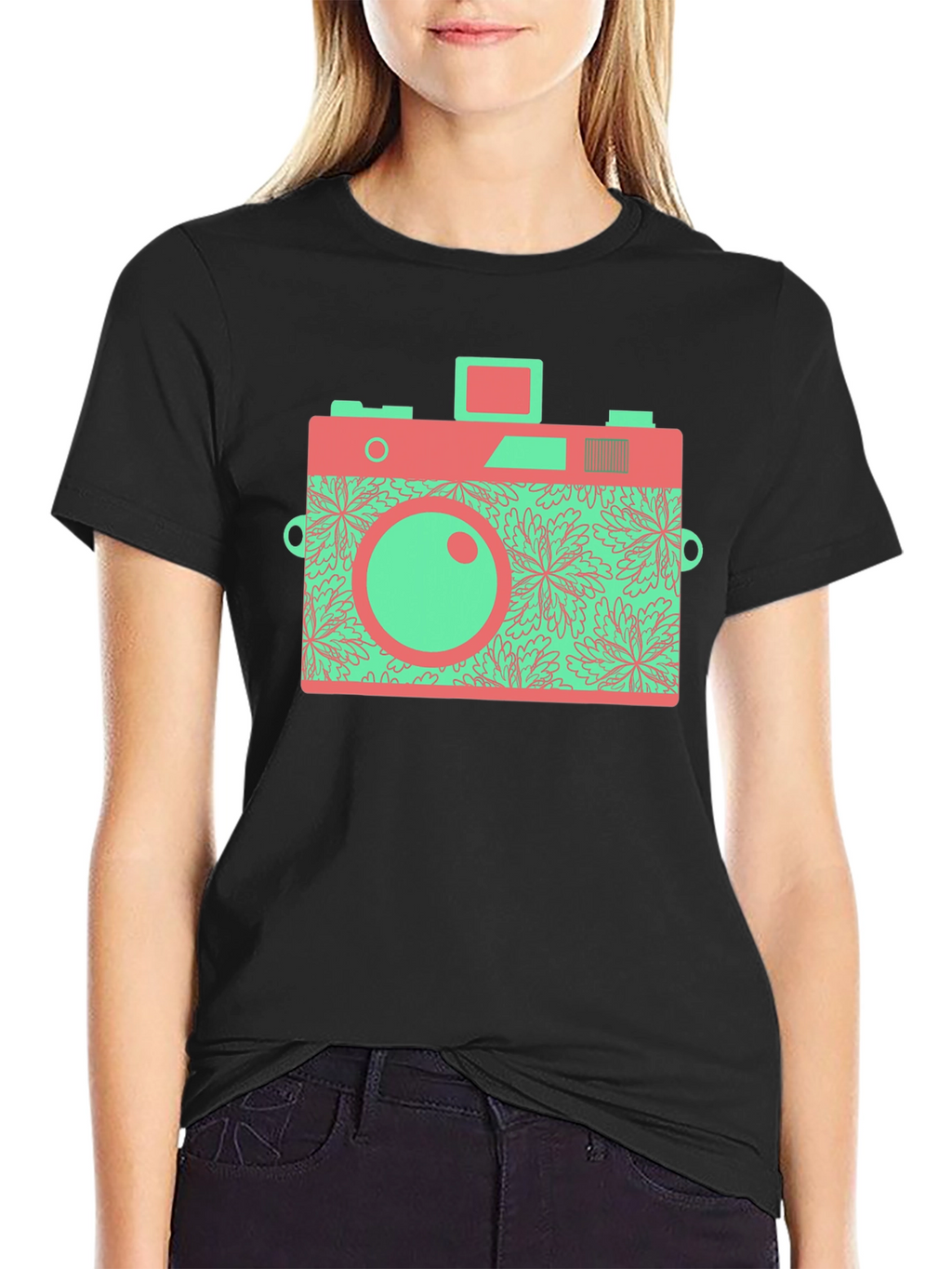 Retro Camera Graphic T-Shirt - Black
