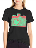 Retro Camera Graphic T-Shirt - Black