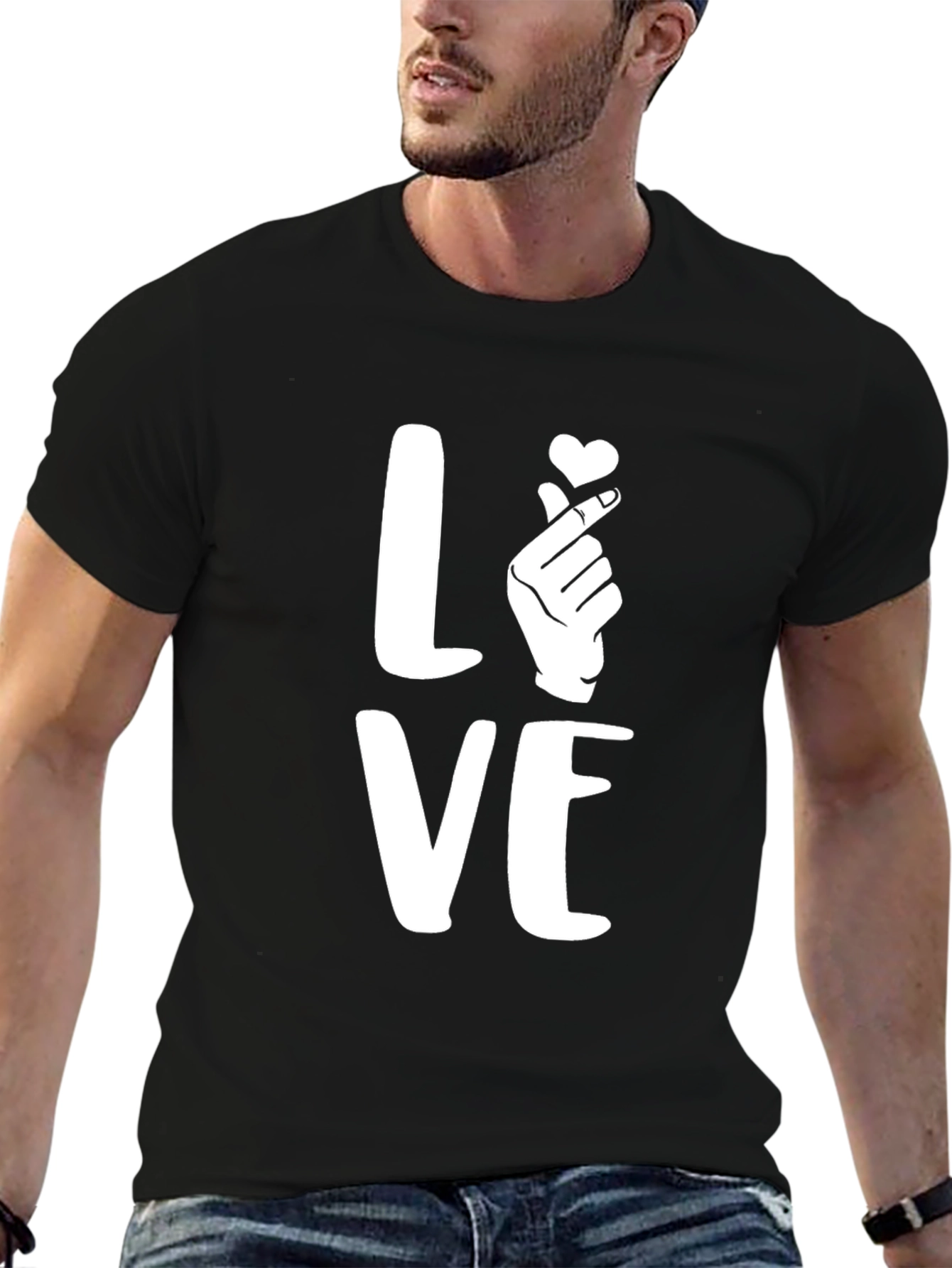 Love Hand Sign Black T-Shirt