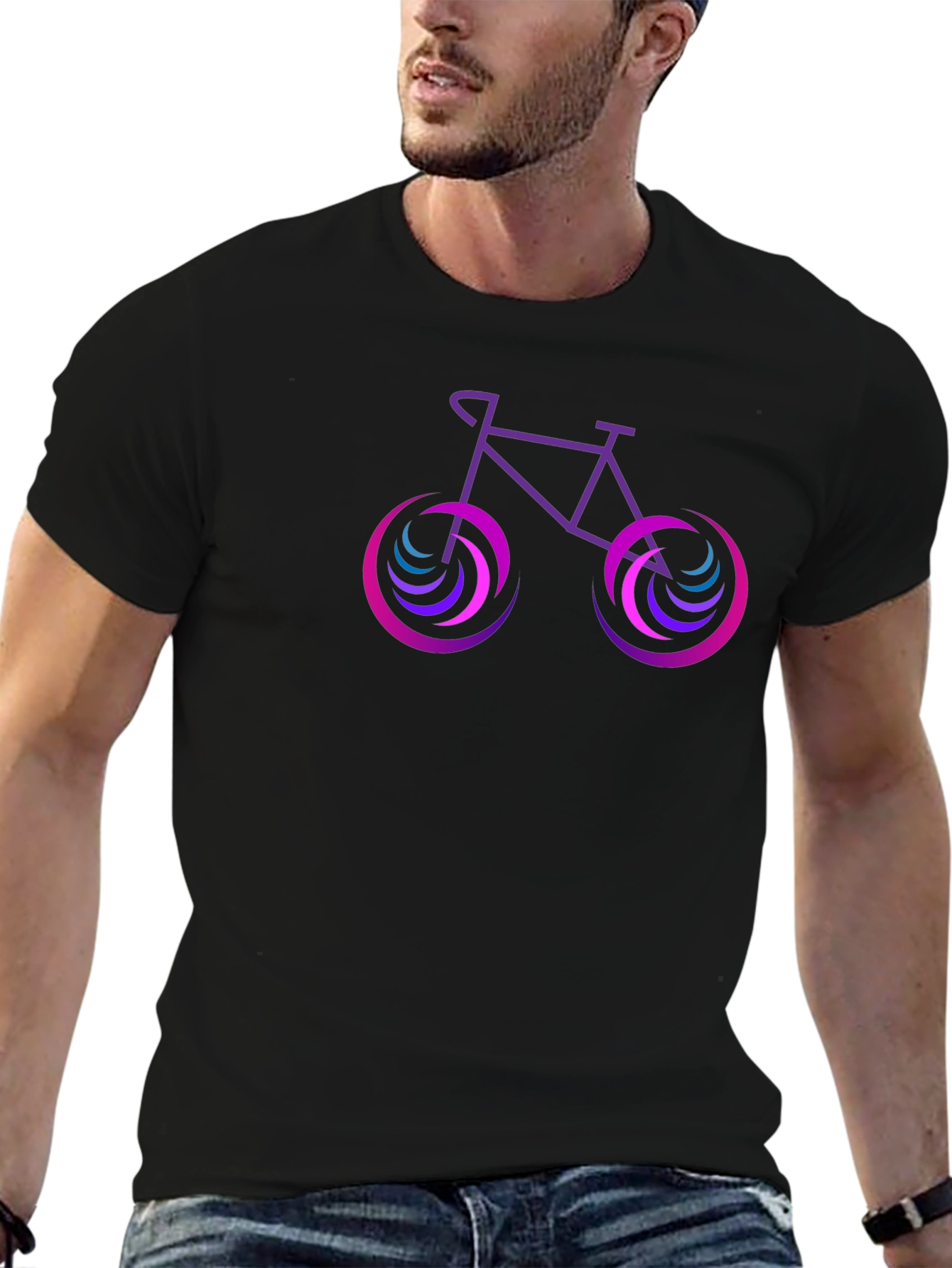 Cool Bicycle Graphic Tee - Black Cotton Shirt