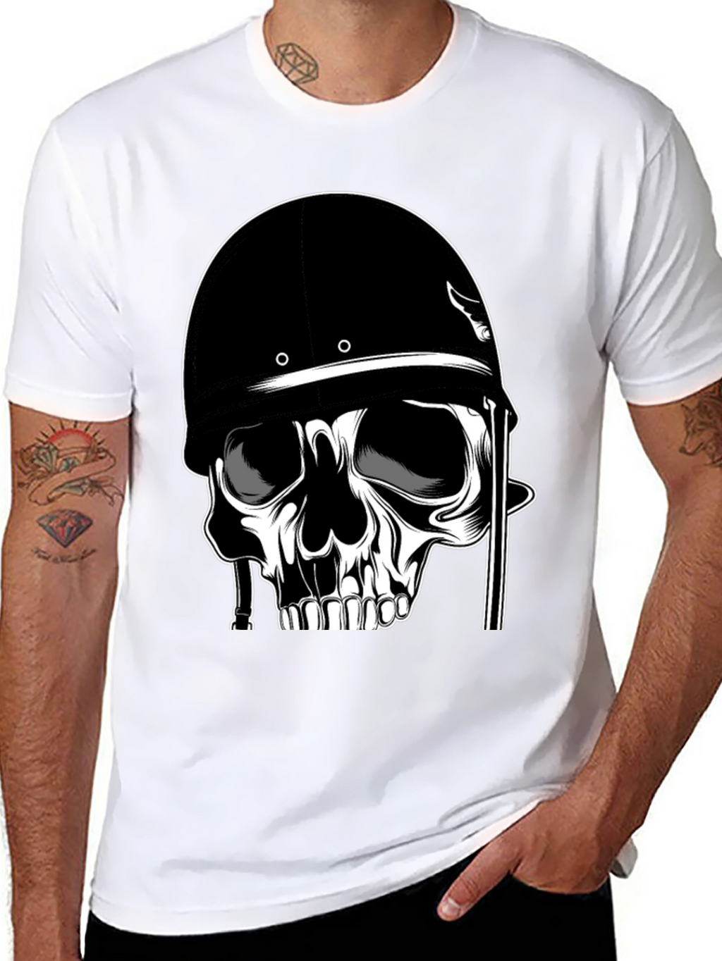 Skull in Helmet Graphic T-Shirt