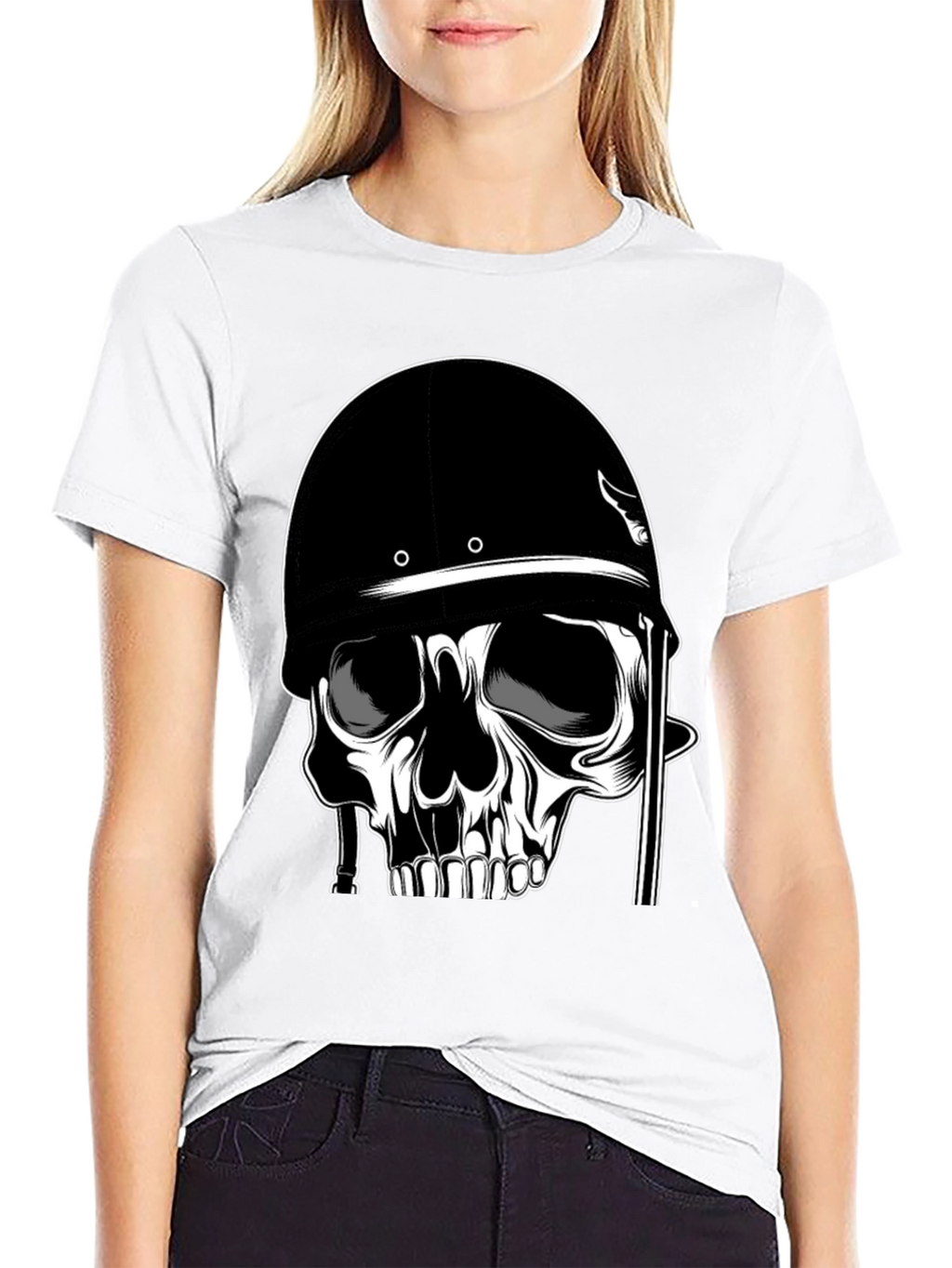 Skull in Helmet Graphic T-Shirt
