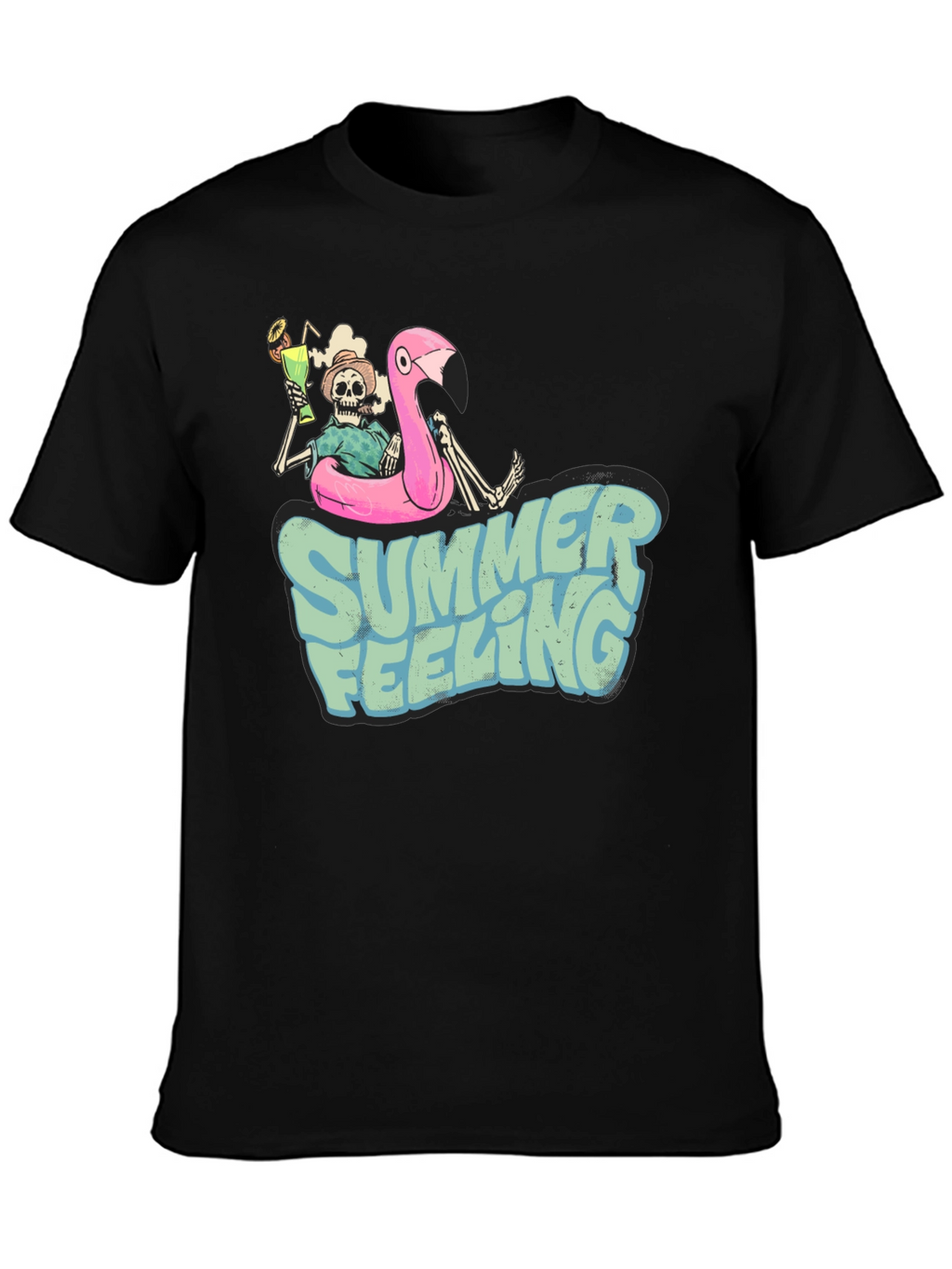Summer Feeling Skeleton Flamingo T-Shirt