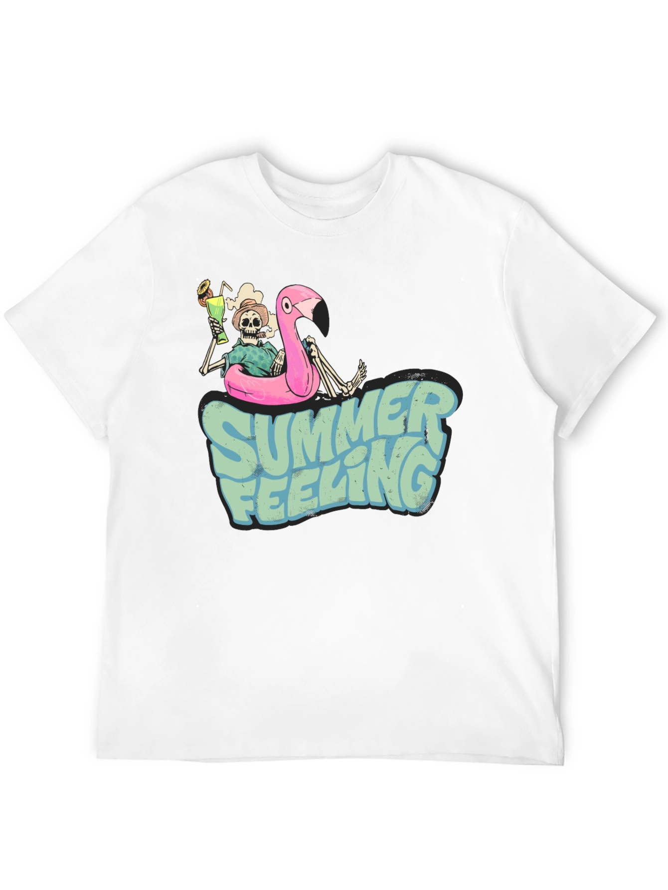 Summer Feeling Skeleton Flamingo T-Shirt