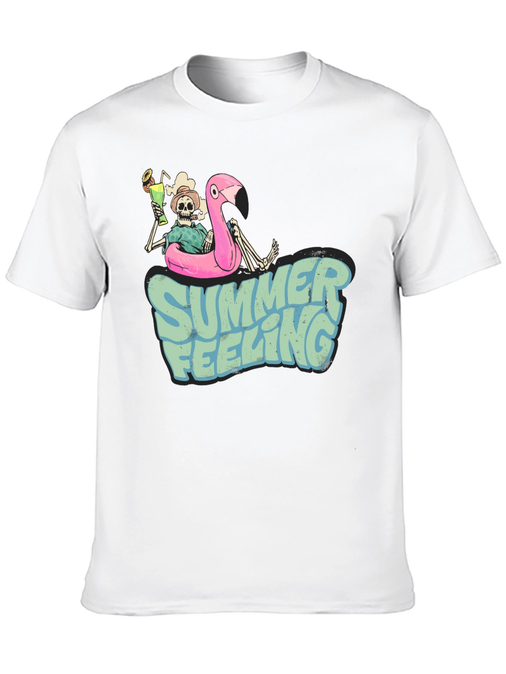 Summer Feeling Skeleton Flamingo T-Shirt