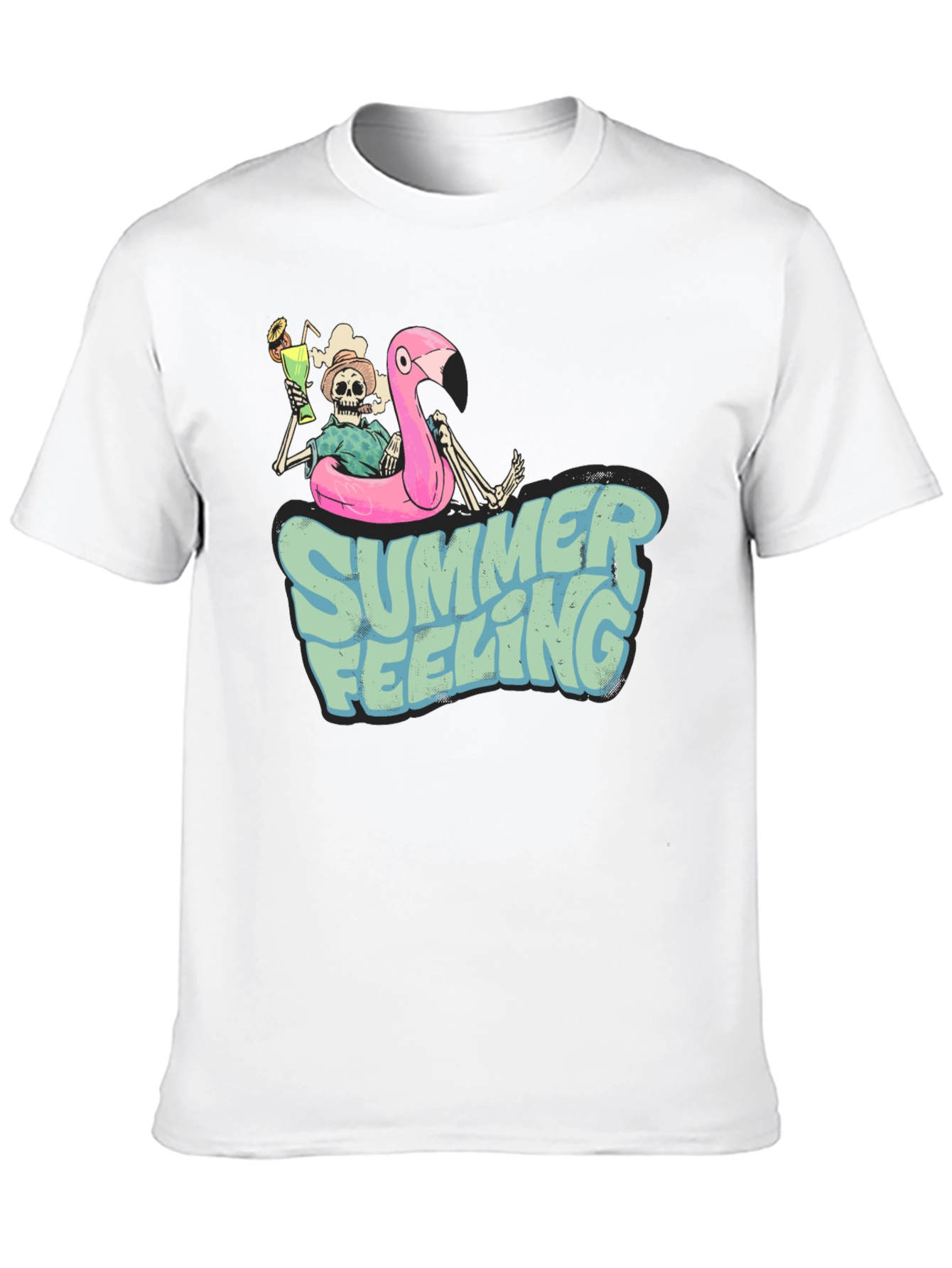 Summer Feeling Skeleton Flamingo T-Shirt