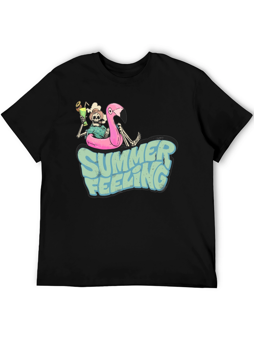 Summer Feeling Skeleton Flamingo T-Shirt