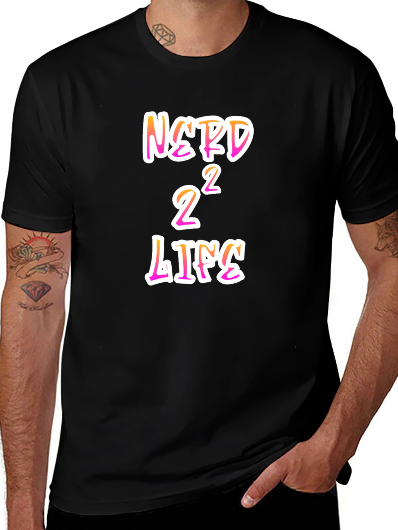 Nerd 2 to the Power of 2 Life Black T-Shirt