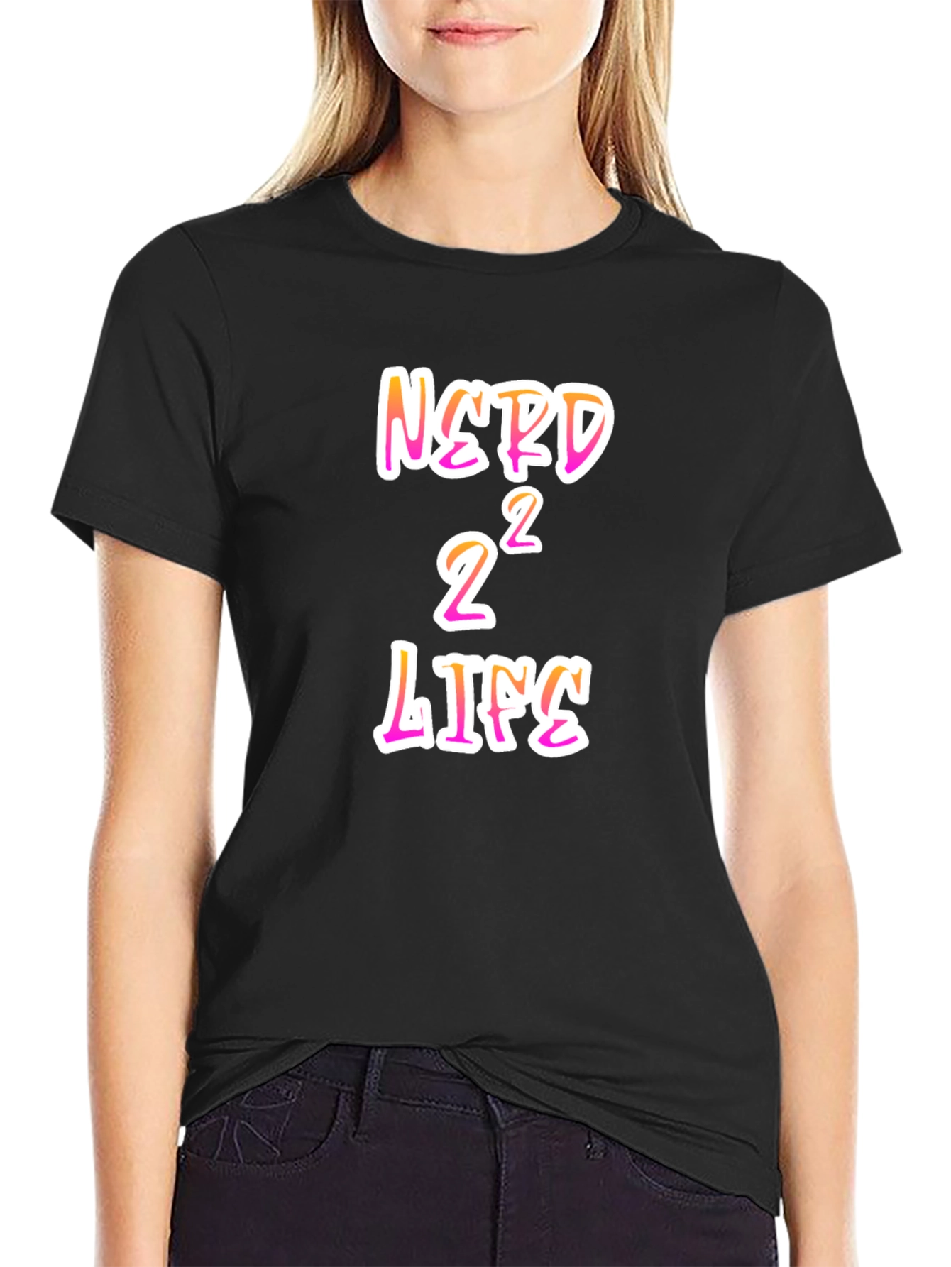 Nerd 2 to the Power of 2 Life Black T-Shirt