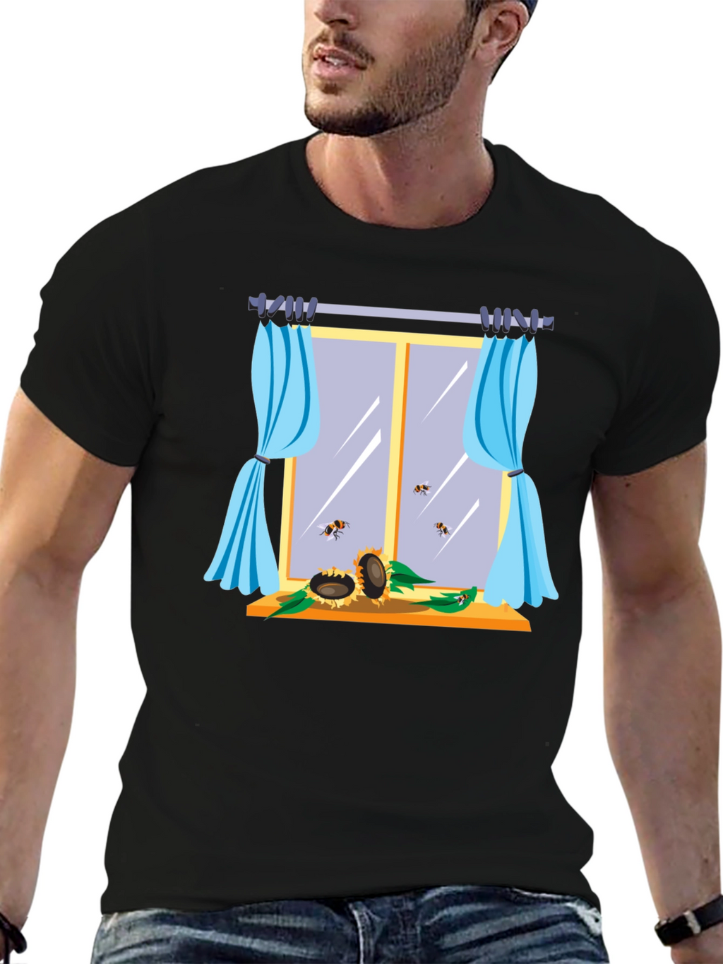 Sunflower Window Graphic T-Shirt