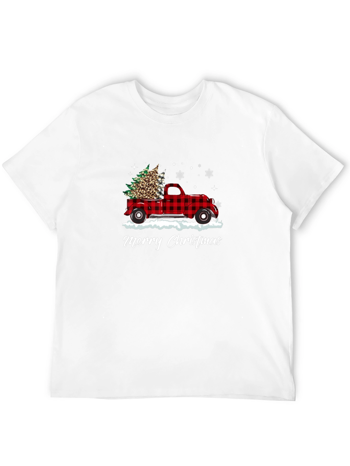 Merry Christmas Buffalo Plaid Truck T-Shirt