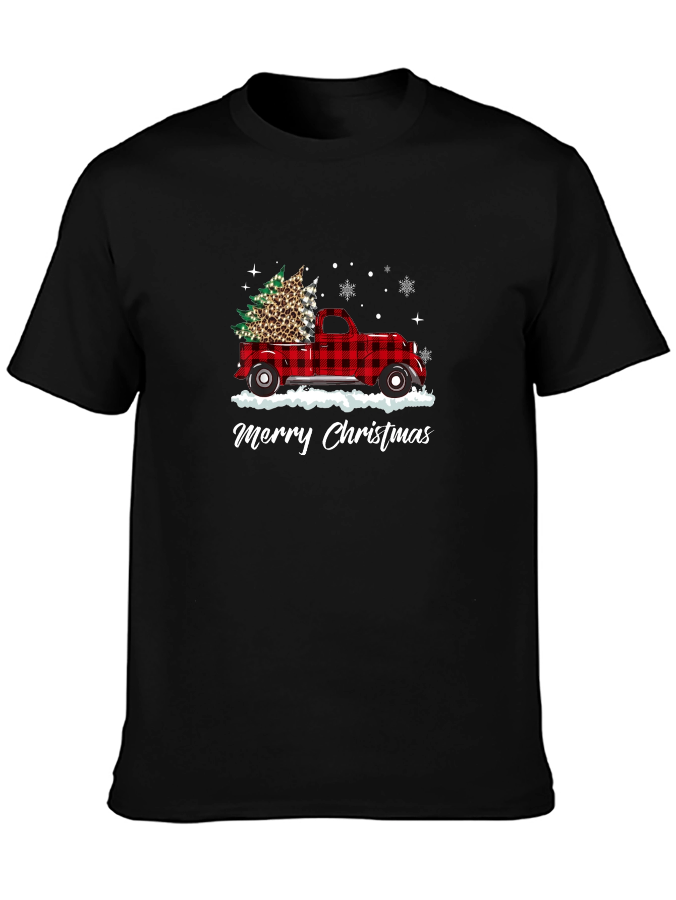 Merry Christmas Buffalo Plaid Truck T-Shirt