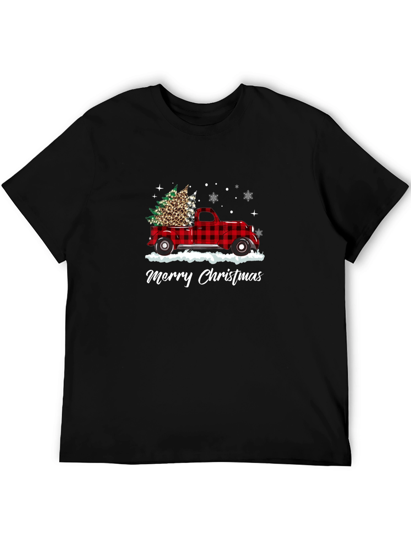 Merry Christmas Buffalo Plaid Truck T-Shirt