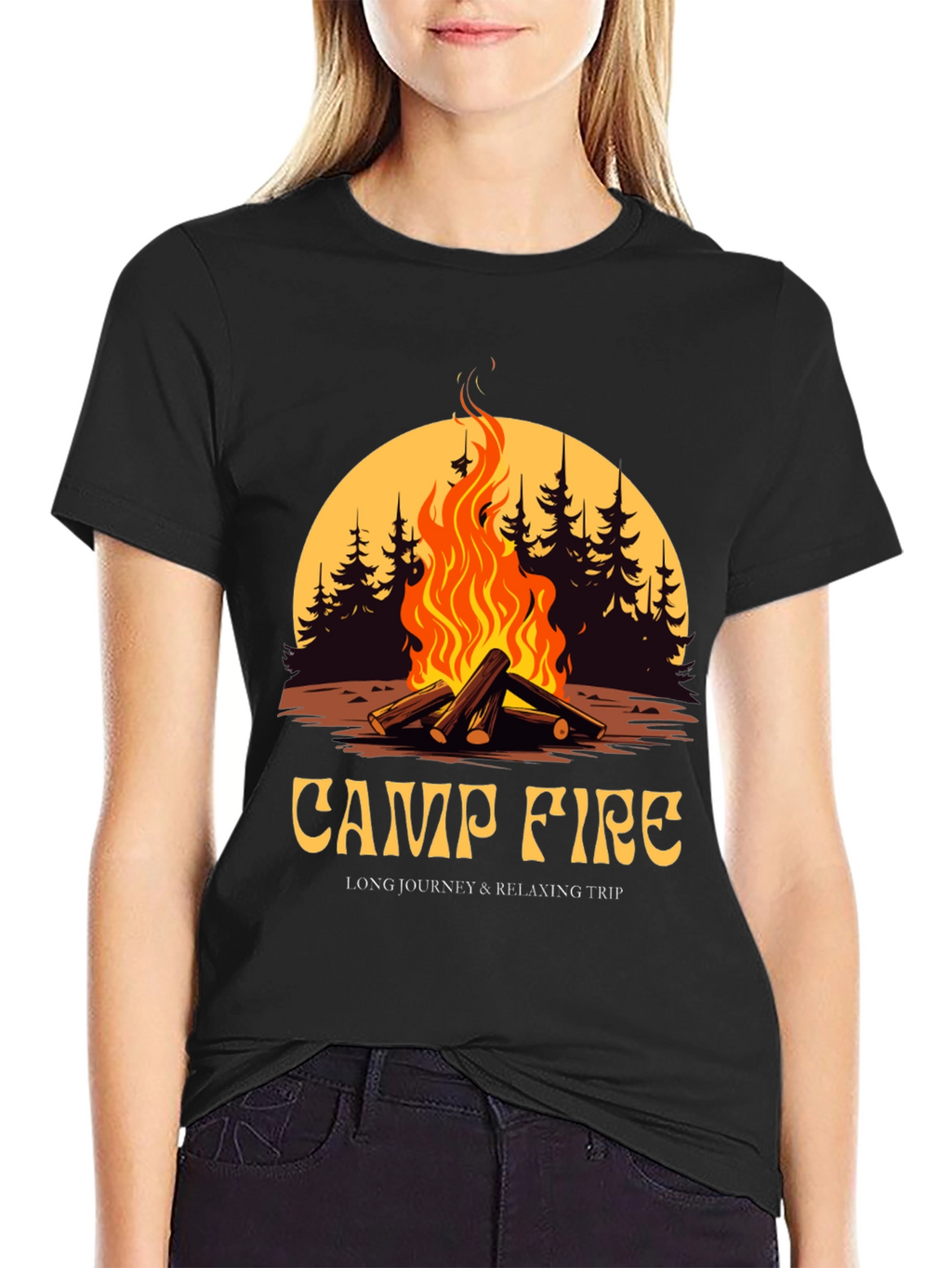 Campfire Graphic Tee - Long Journey & Relaxing Trip