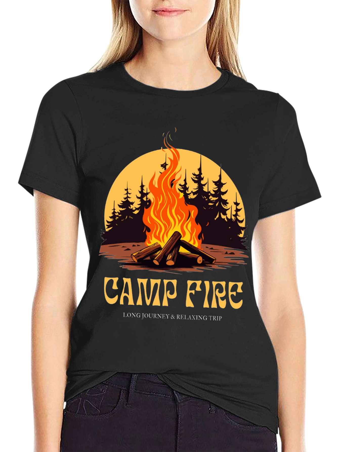 Campfire Graphic Tee - Long Journey & Relaxing Trip