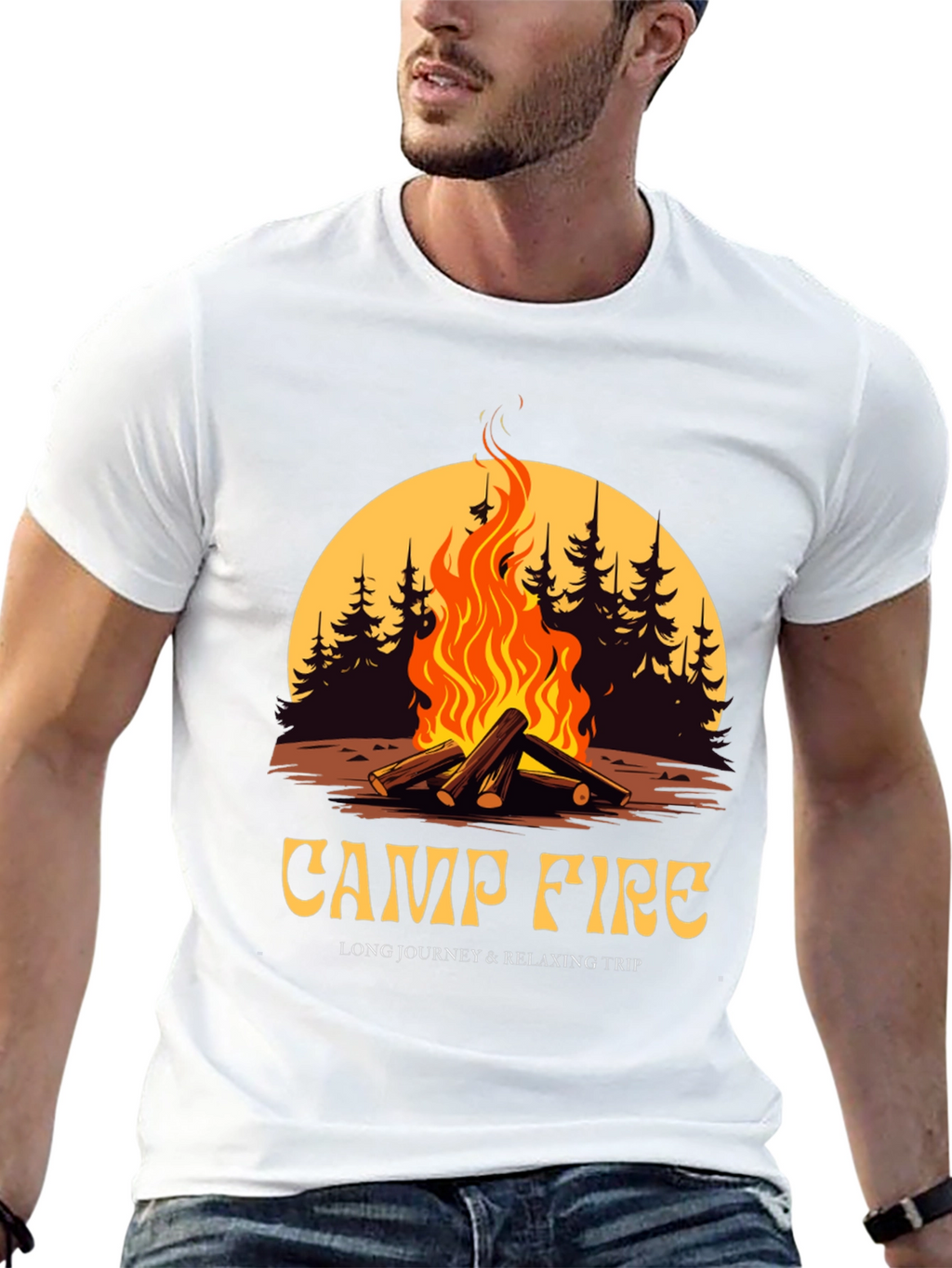 Campfire Graphic Tee - Long Journey & Relaxing Trip