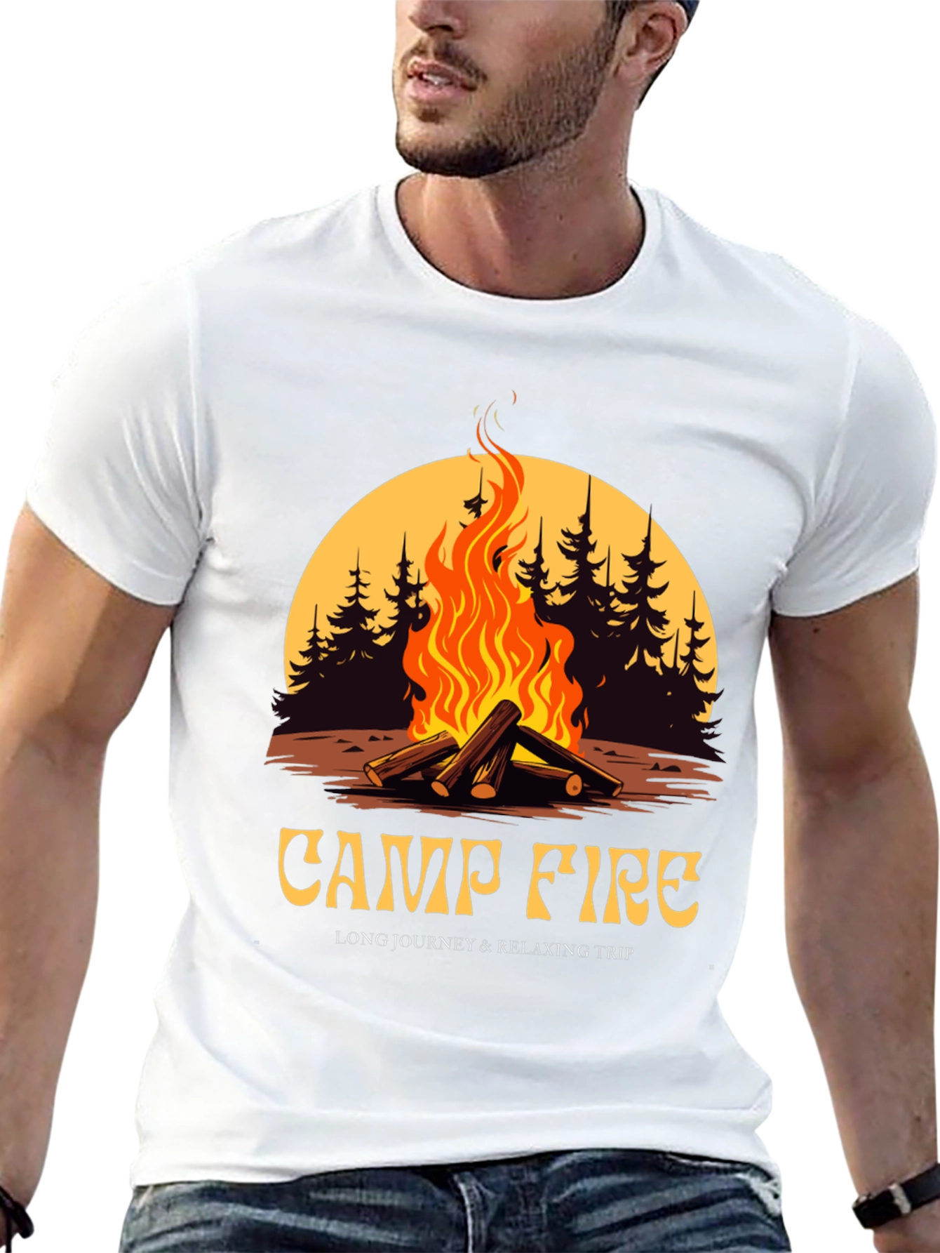 Campfire Graphic Tee - Long Journey & Relaxing Trip