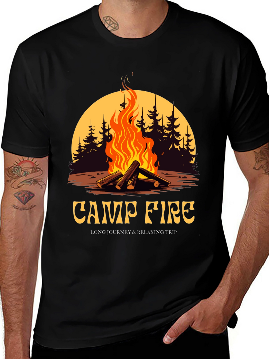 Campfire Graphic Tee - Long Journey & Relaxing Trip