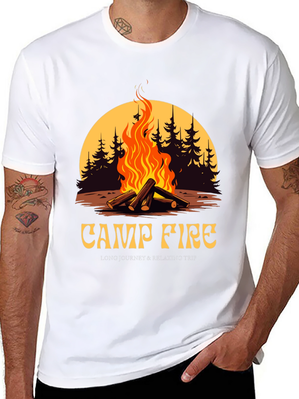 Campfire Graphic Tee - Long Journey & Relaxing Trip