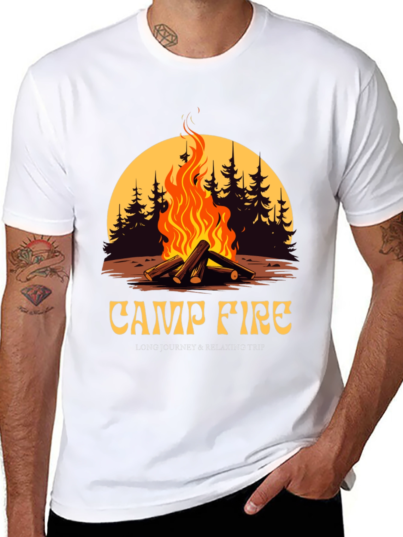 Campfire Graphic Tee - Long Journey & Relaxing Trip