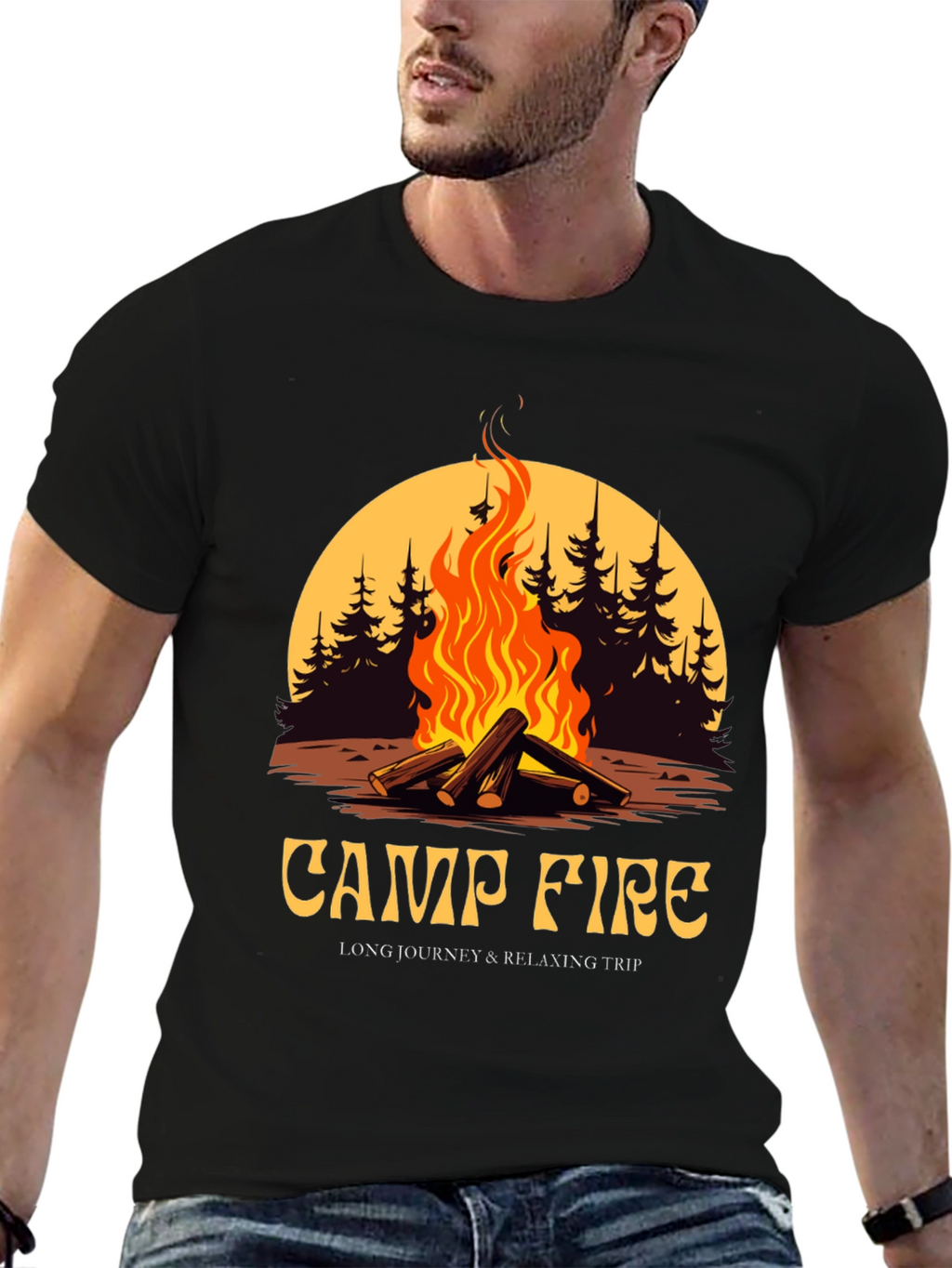 Campfire Graphic Tee - Long Journey & Relaxing Trip