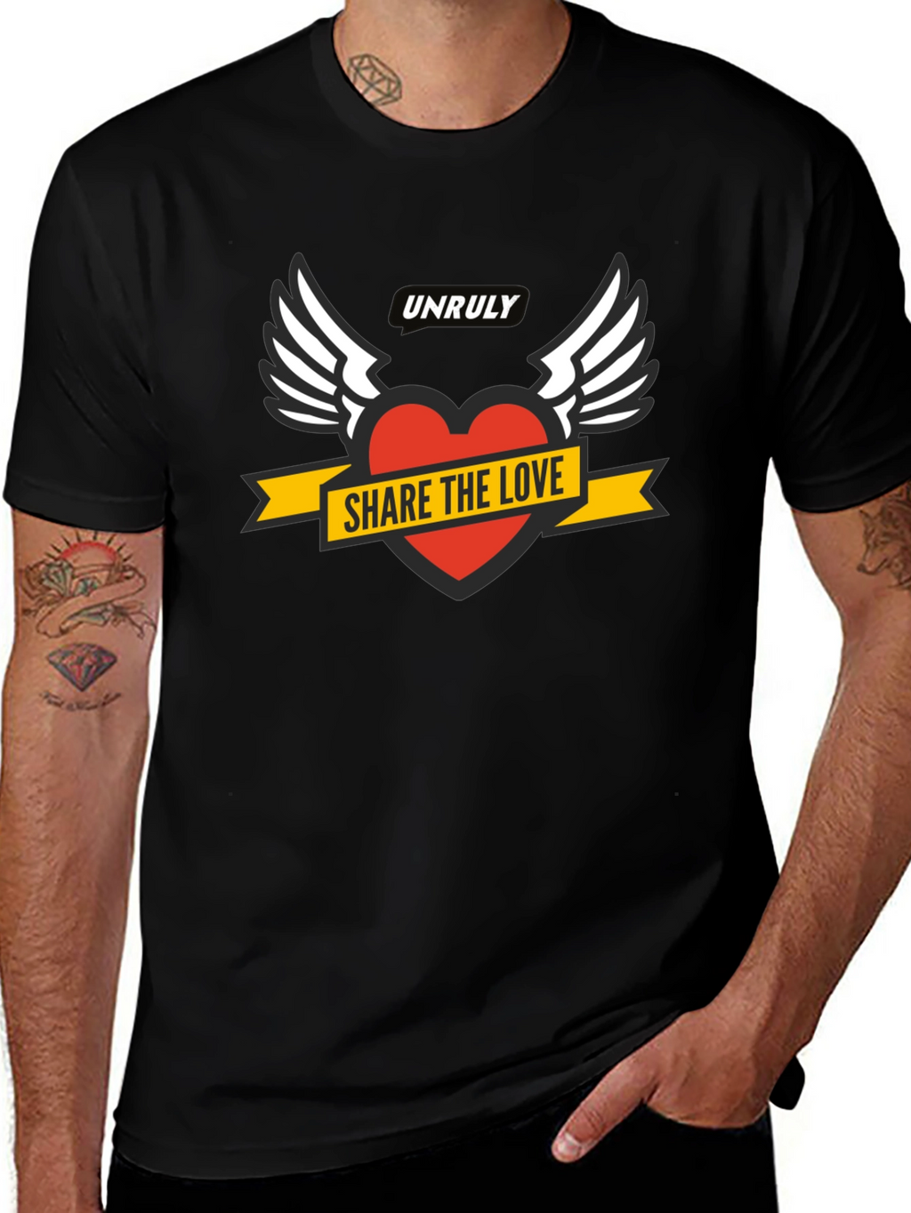 Unruly Share the Love Graphic Black T-Shirt