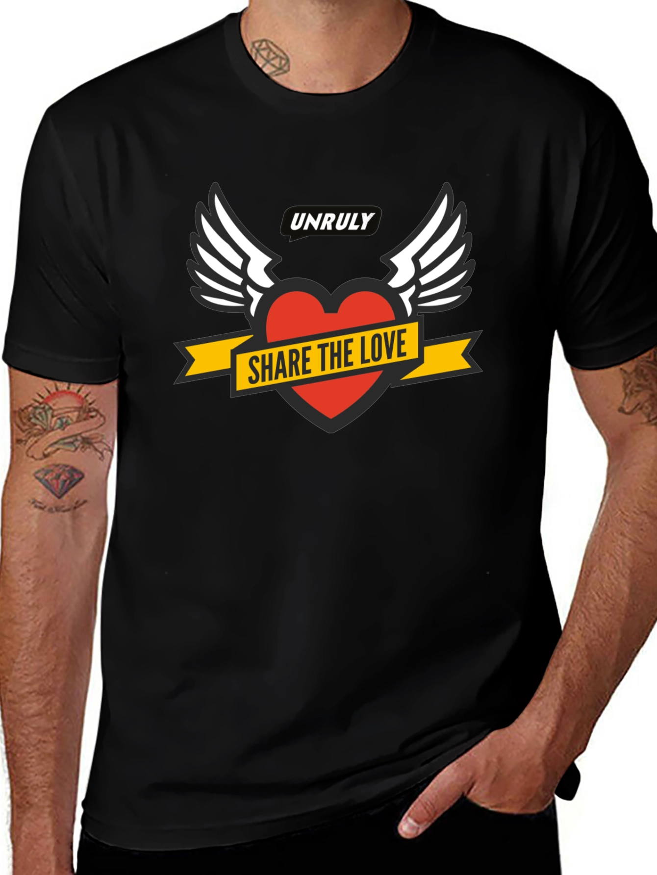 Unruly Share the Love Graphic Black T-Shirt