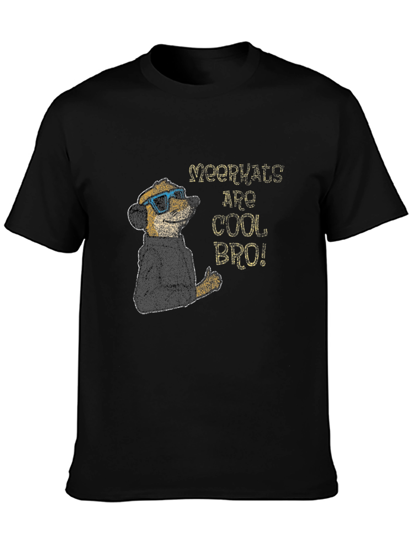 Cool Meerkat Graphic Tee - Black Cotton T-Shirt