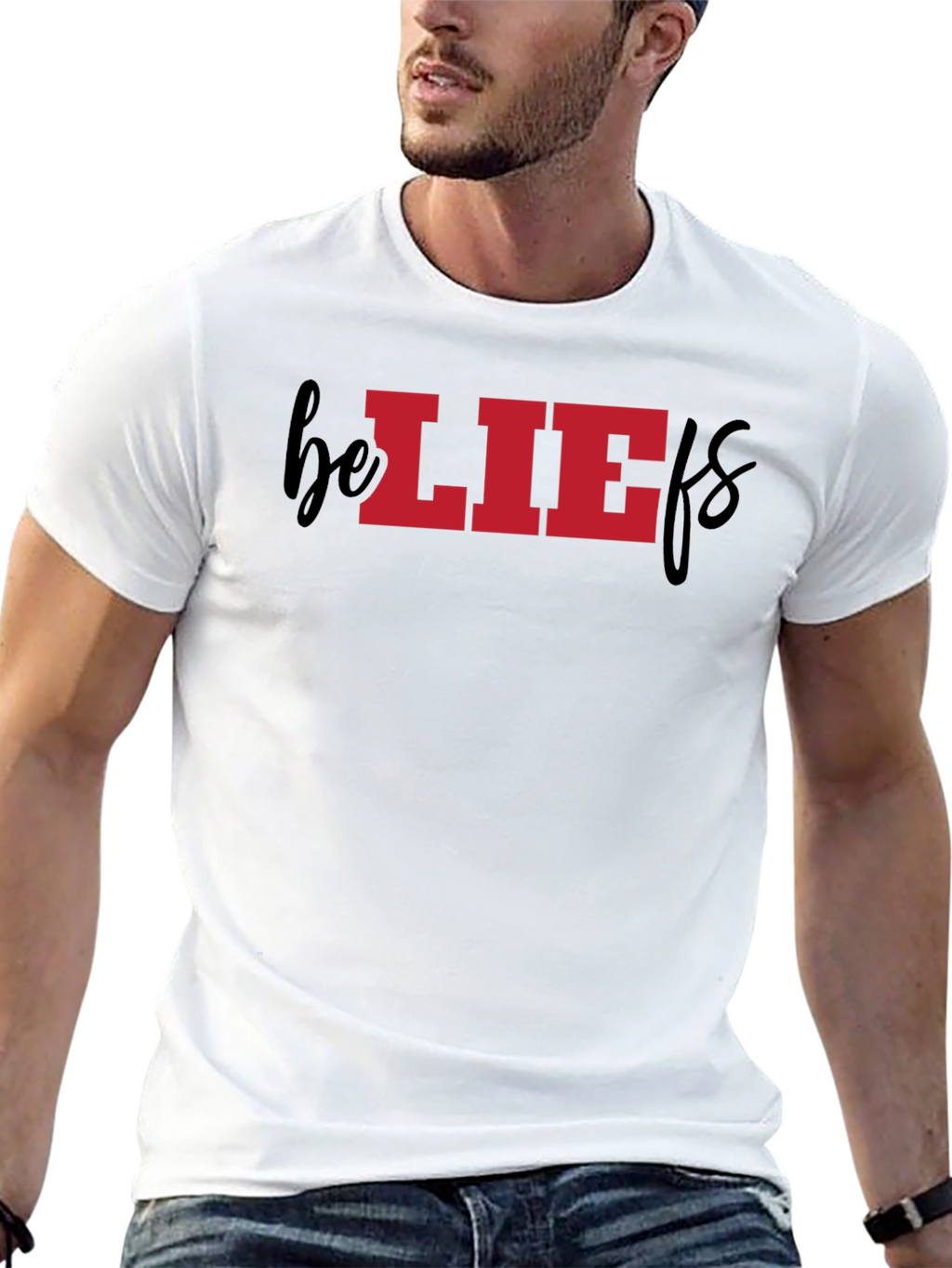 Beliefs Graphic Tee - Red/Black Cotton Blend
