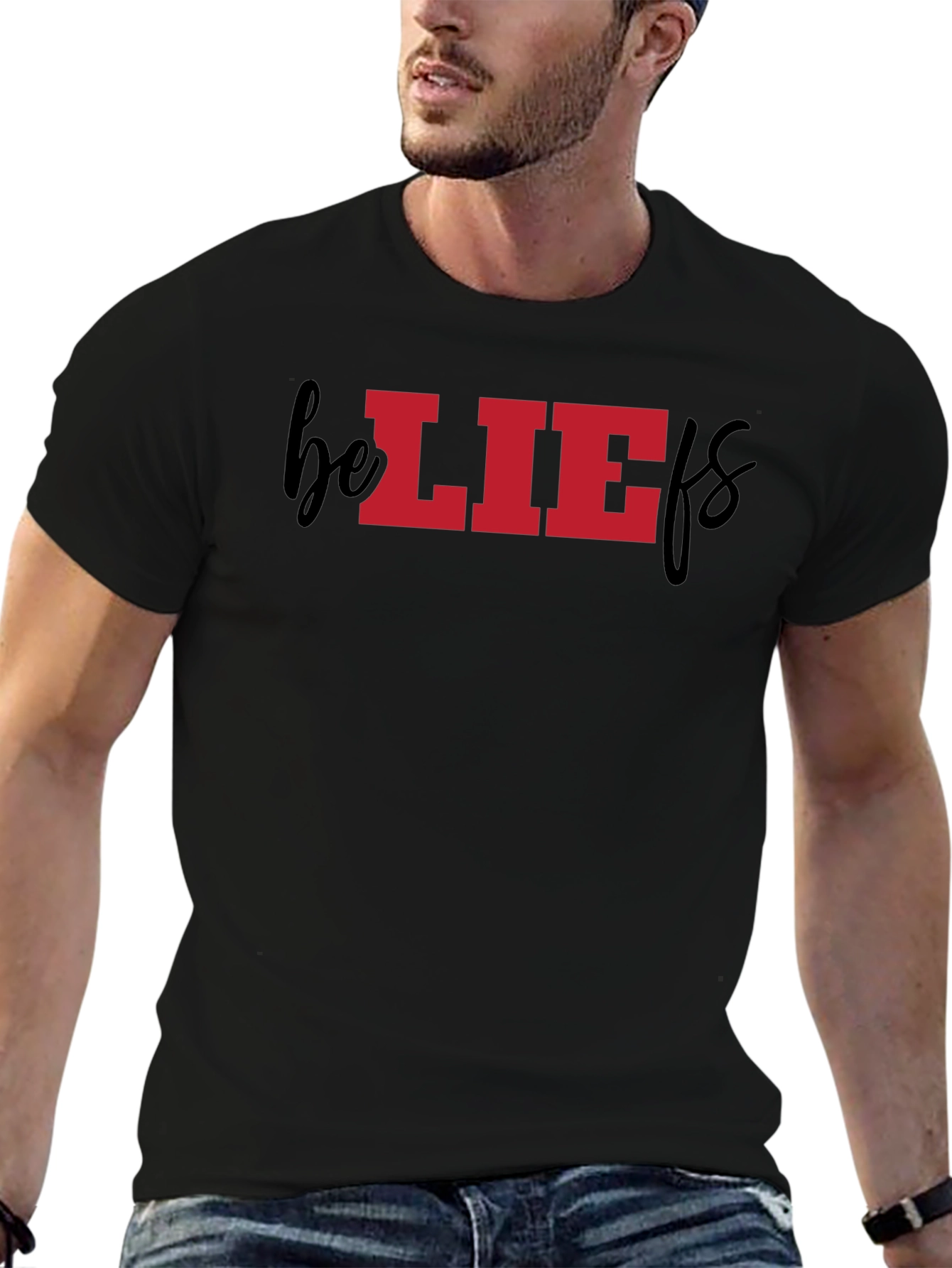 Beliefs Graphic Tee - Red/Black Cotton Blend