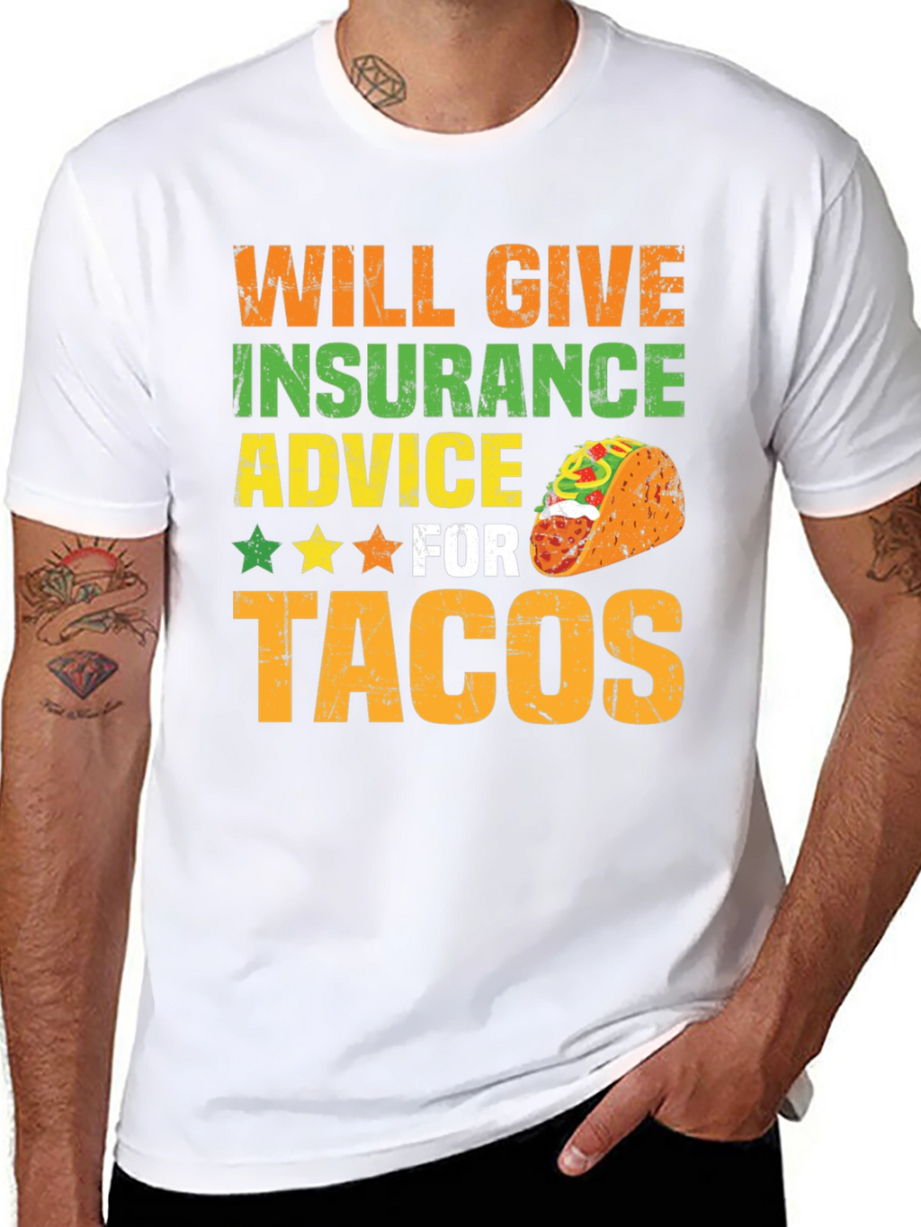 Insurance Advice For Tacos Mens Graphic T-Shirt