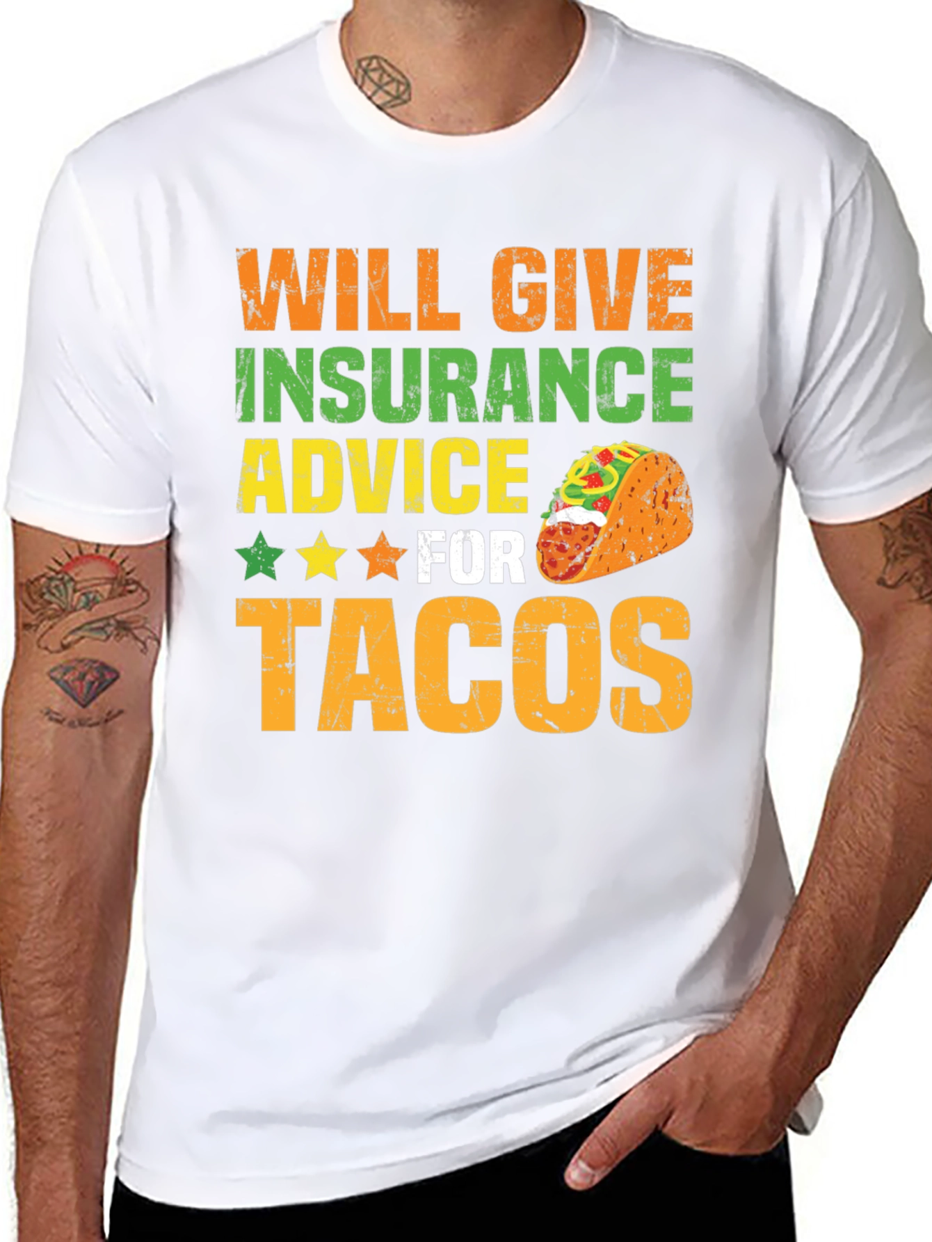 Insurance Advice For Tacos Mens Graphic T-Shirt