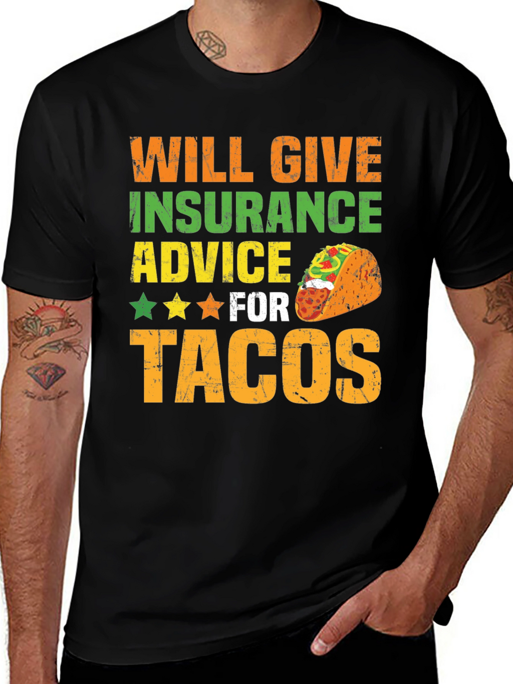 Insurance Advice For Tacos Mens Graphic T-Shirt