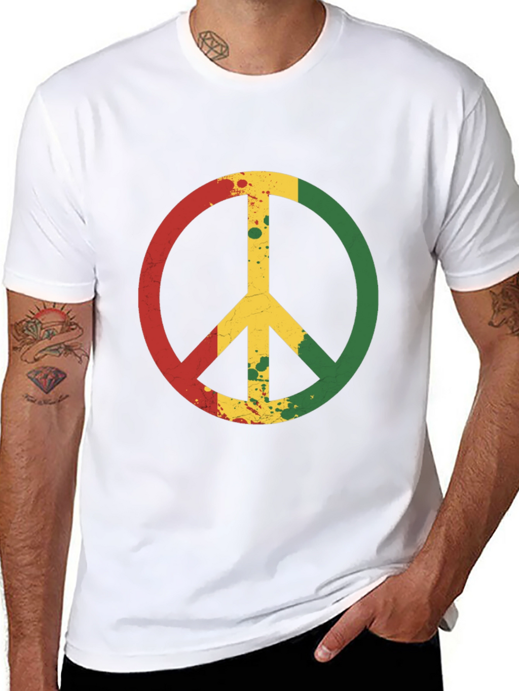Rasta Peace Sign Black T-Shirt