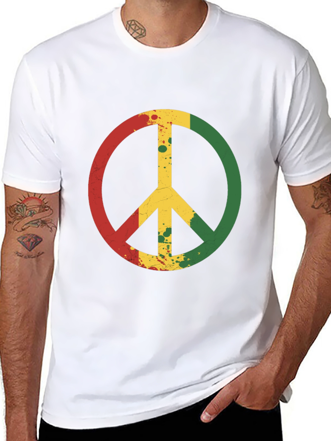 Rasta Peace Sign Black T-Shirt