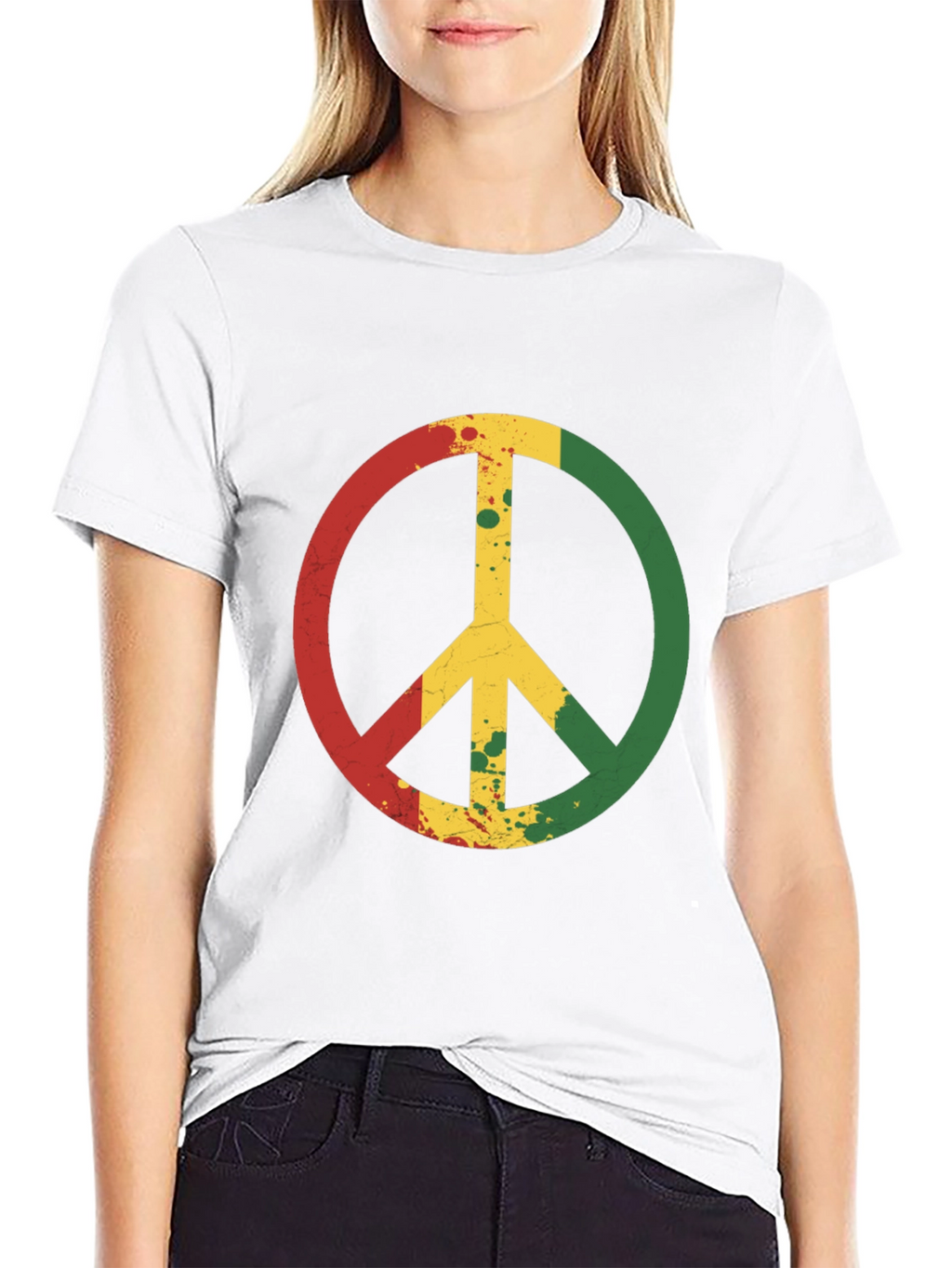 Rasta Peace Sign Black T-Shirt