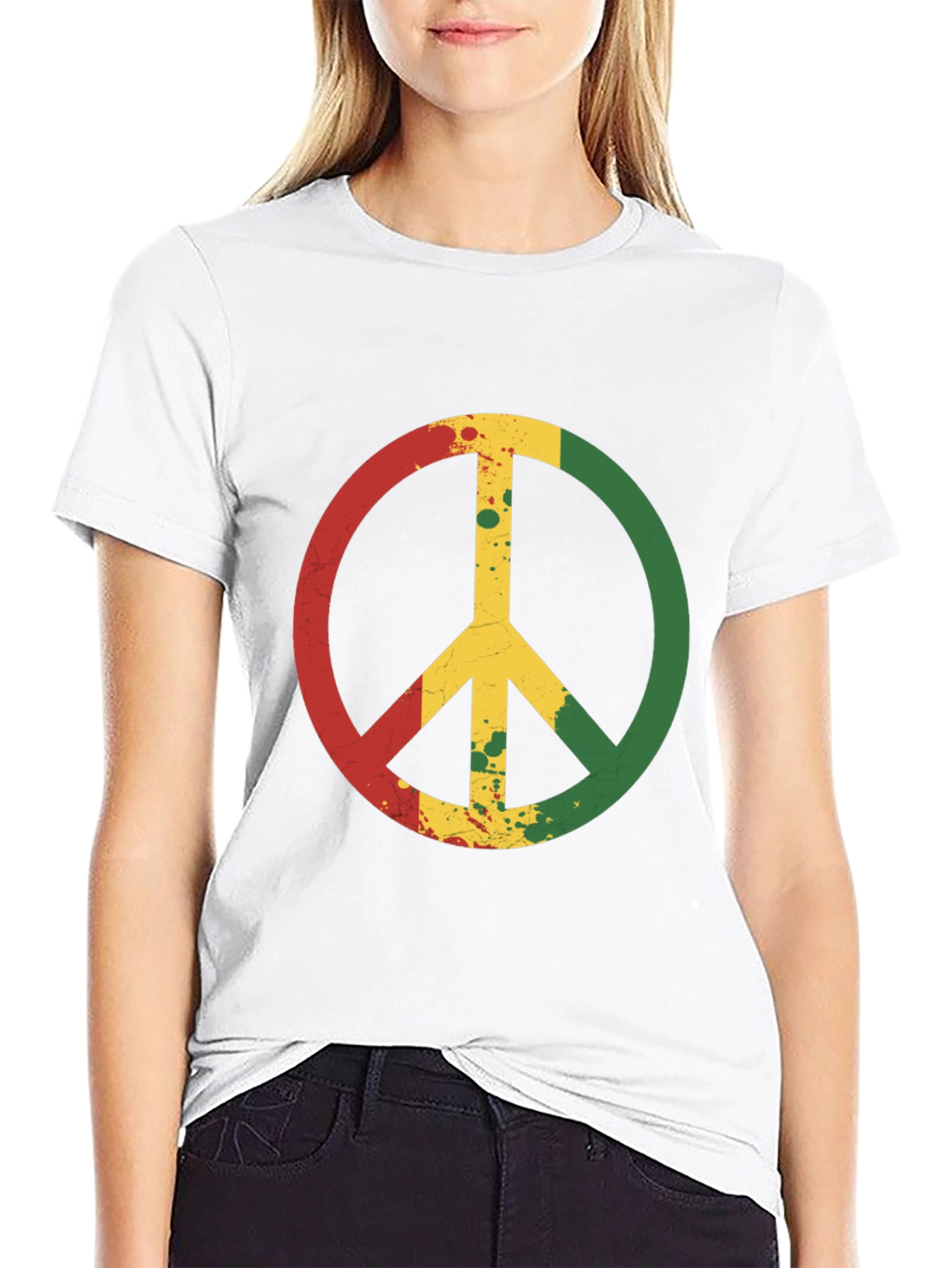 Rasta Peace Sign Black T-Shirt